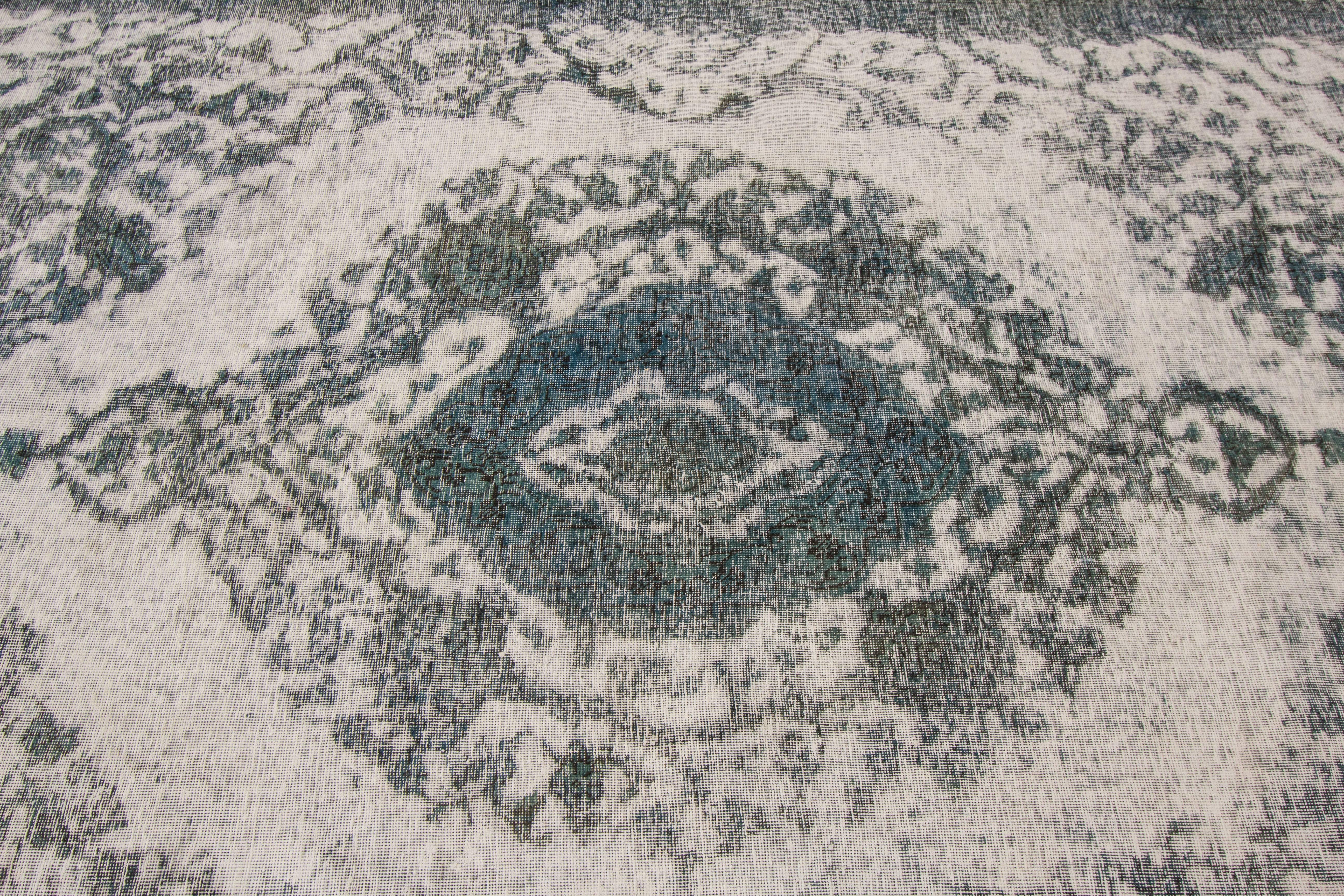 Hand-Knotted Early 20th Century Antique Gray, Blue Overdyed Persian Rug For Sale