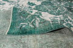 20th Century Antique Overdyed Handmade Green Medallion Persian Wool Rug