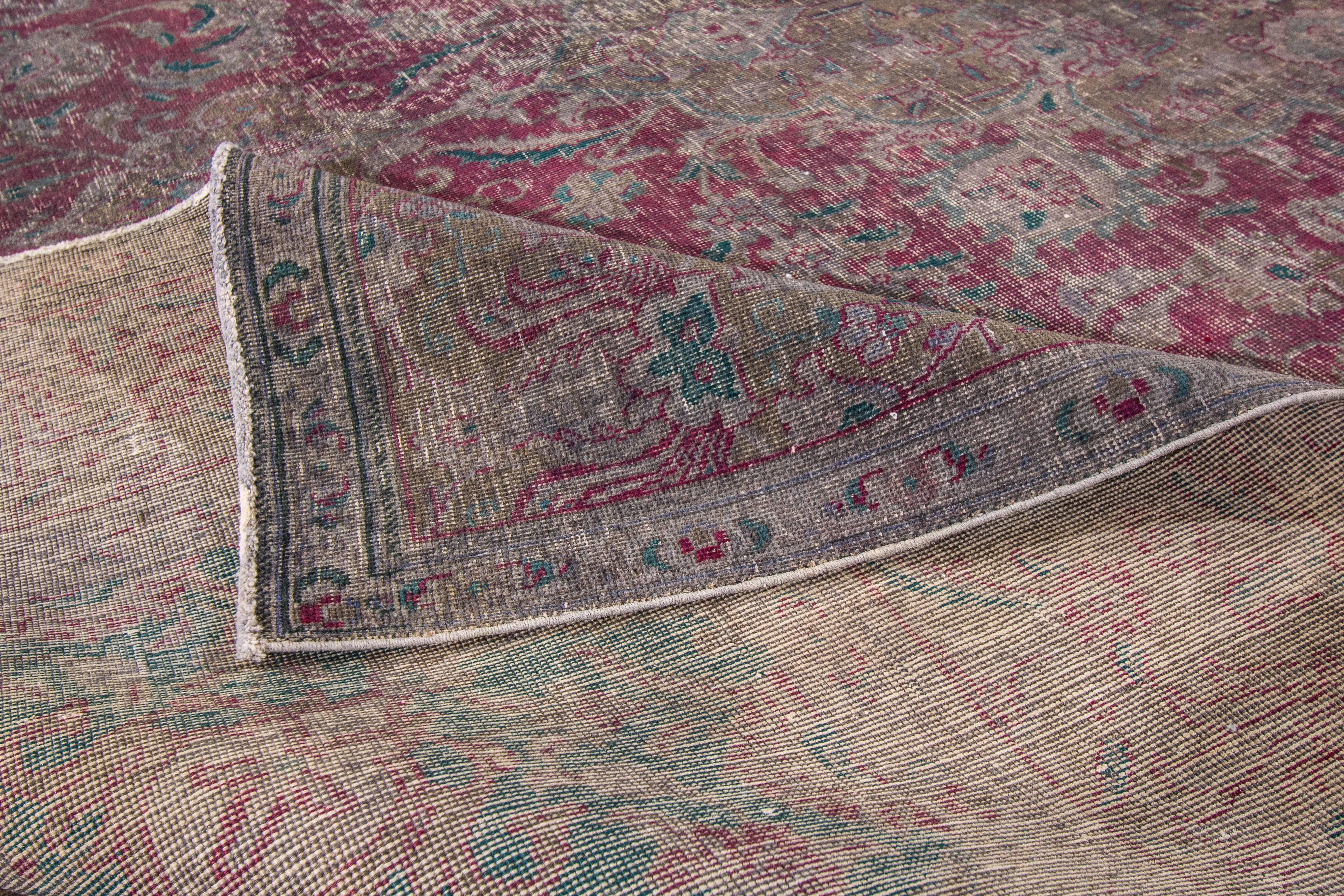 Hand-Knotted 21st Century Contemporary Rose, Gray Overdyed Pakistani Rug For Sale