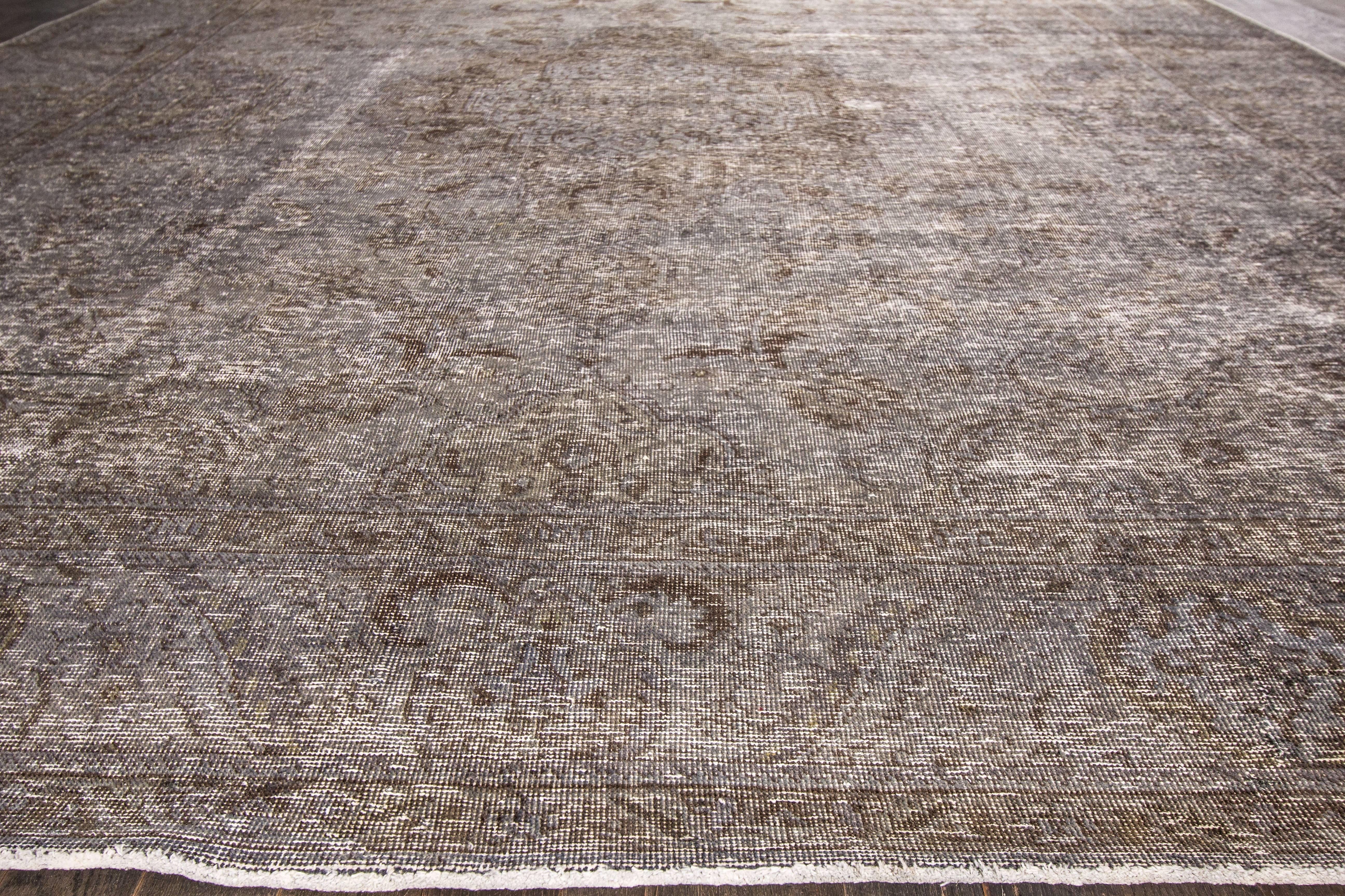 Hand-Knotted 21st Century Contemporary Gray Overdyed Pakistani Rug For Sale