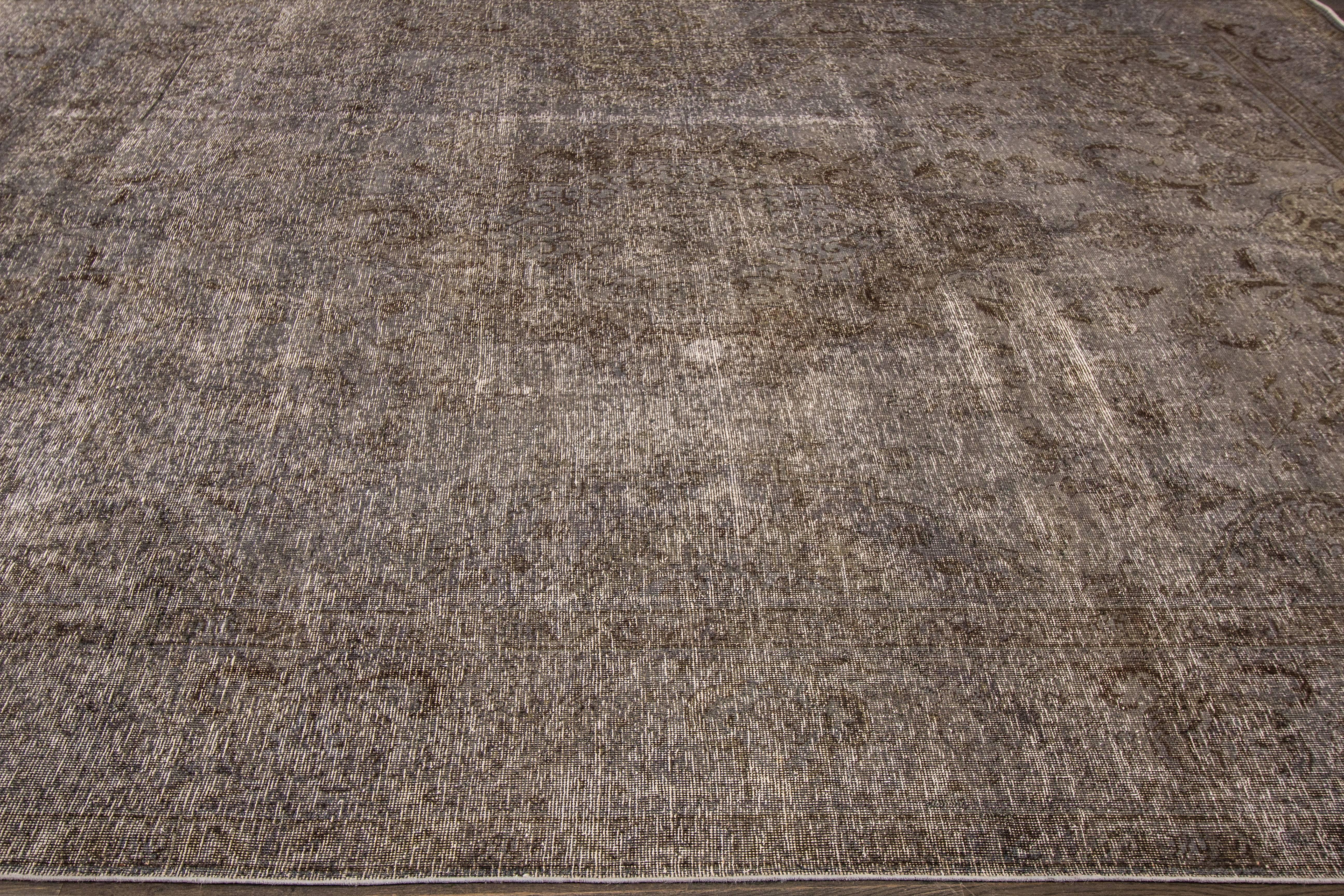 21st Century Contemporary Gray Overdyed Pakistani Rug For Sale 2
