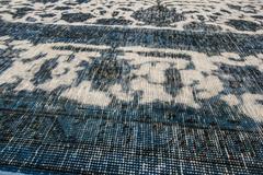 21st Century Contemporary Teal, Ivory Overdyed Pakistani Rug