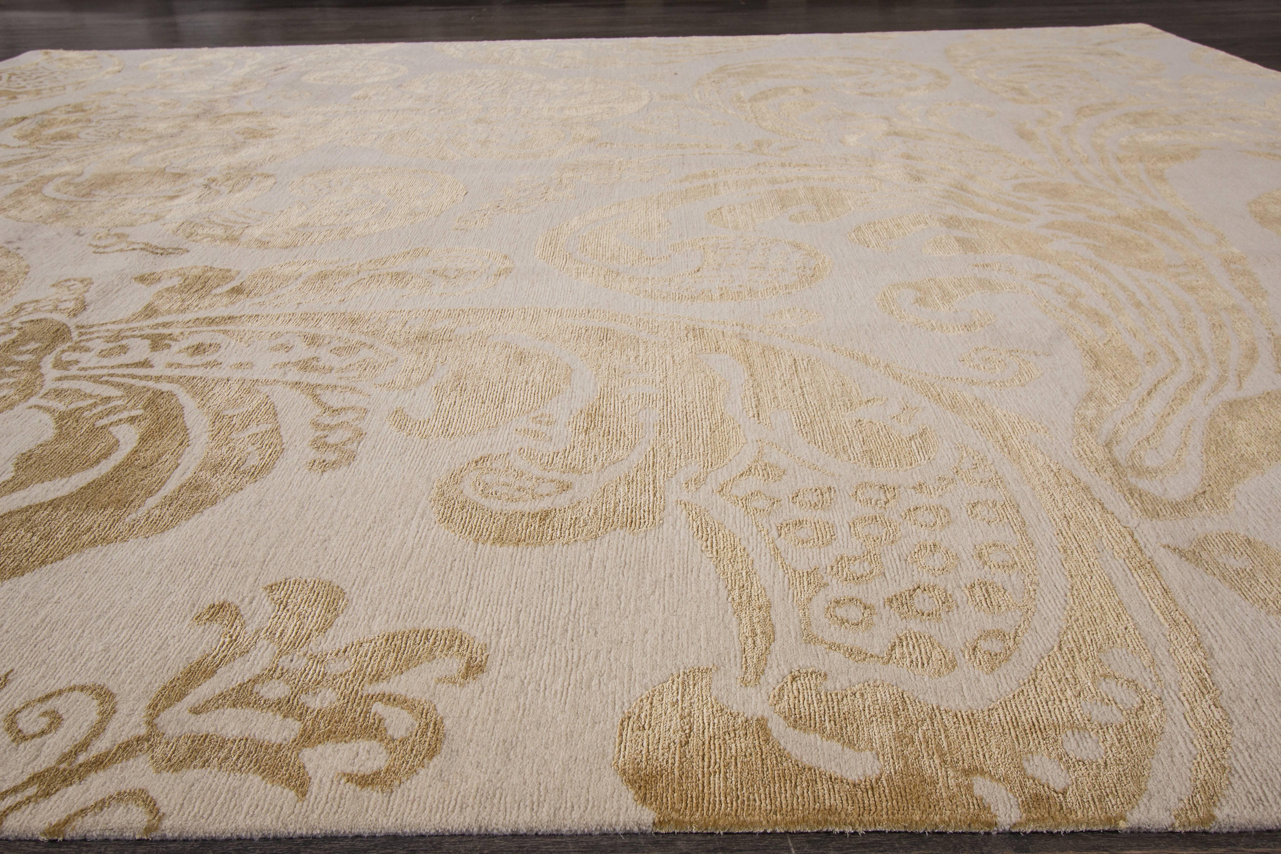 Hand-Knotted Modern Contemporary Rug For Sale