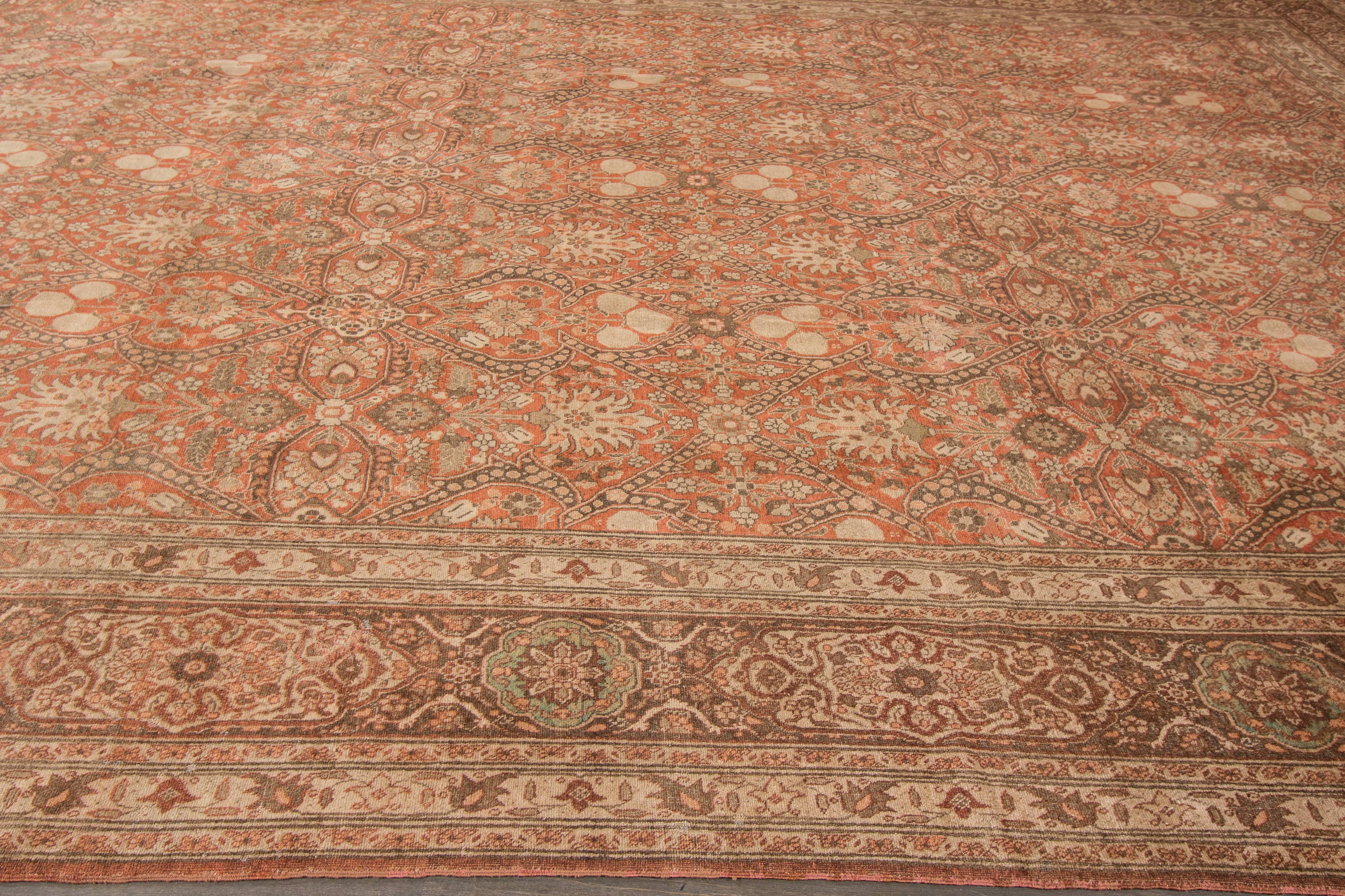 Hand-Knotted Antique Persian Tabriz For Sale