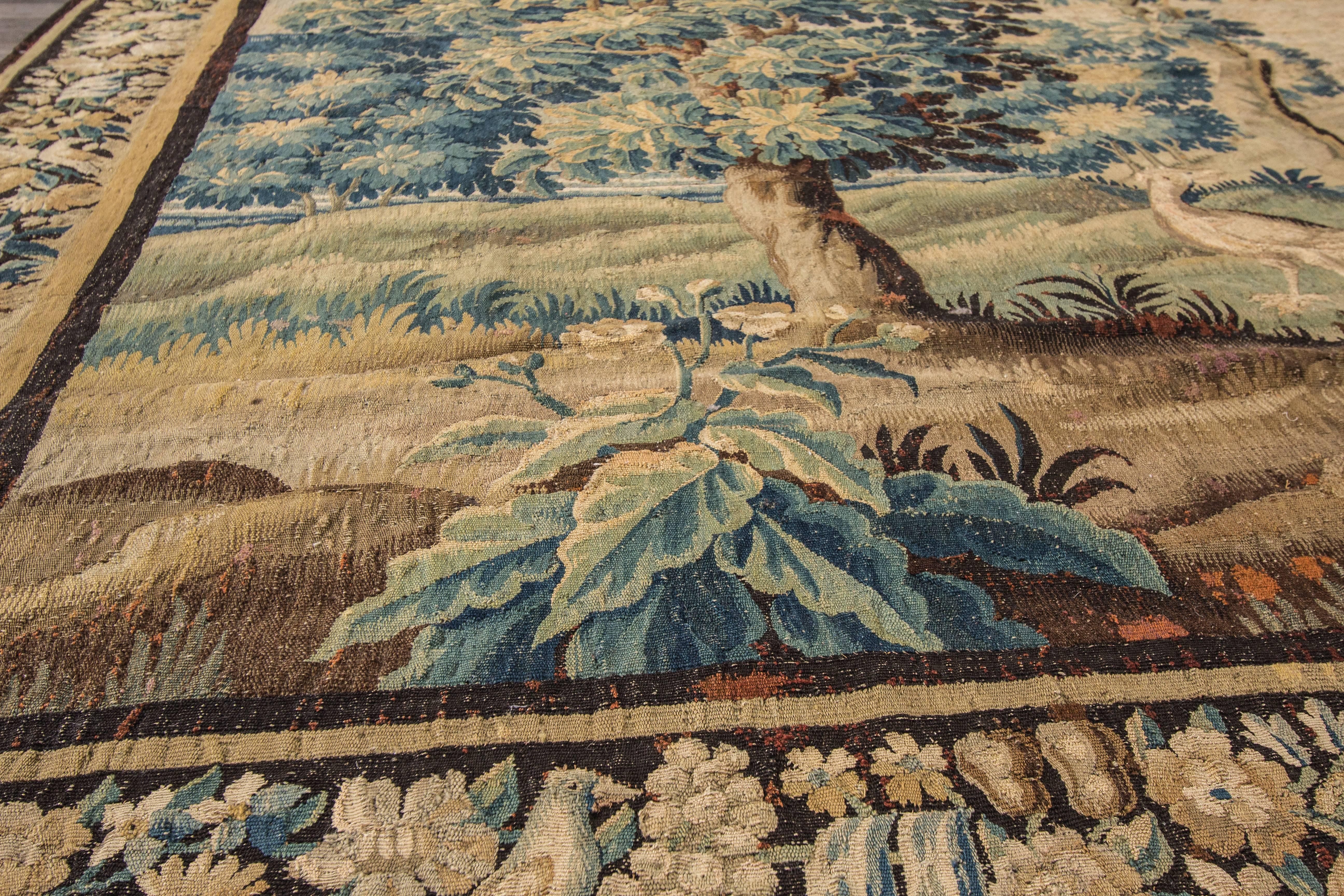 Antique Flemish Verdure Tapestry, 17th Century In Excellent Condition In Norwalk, CT
