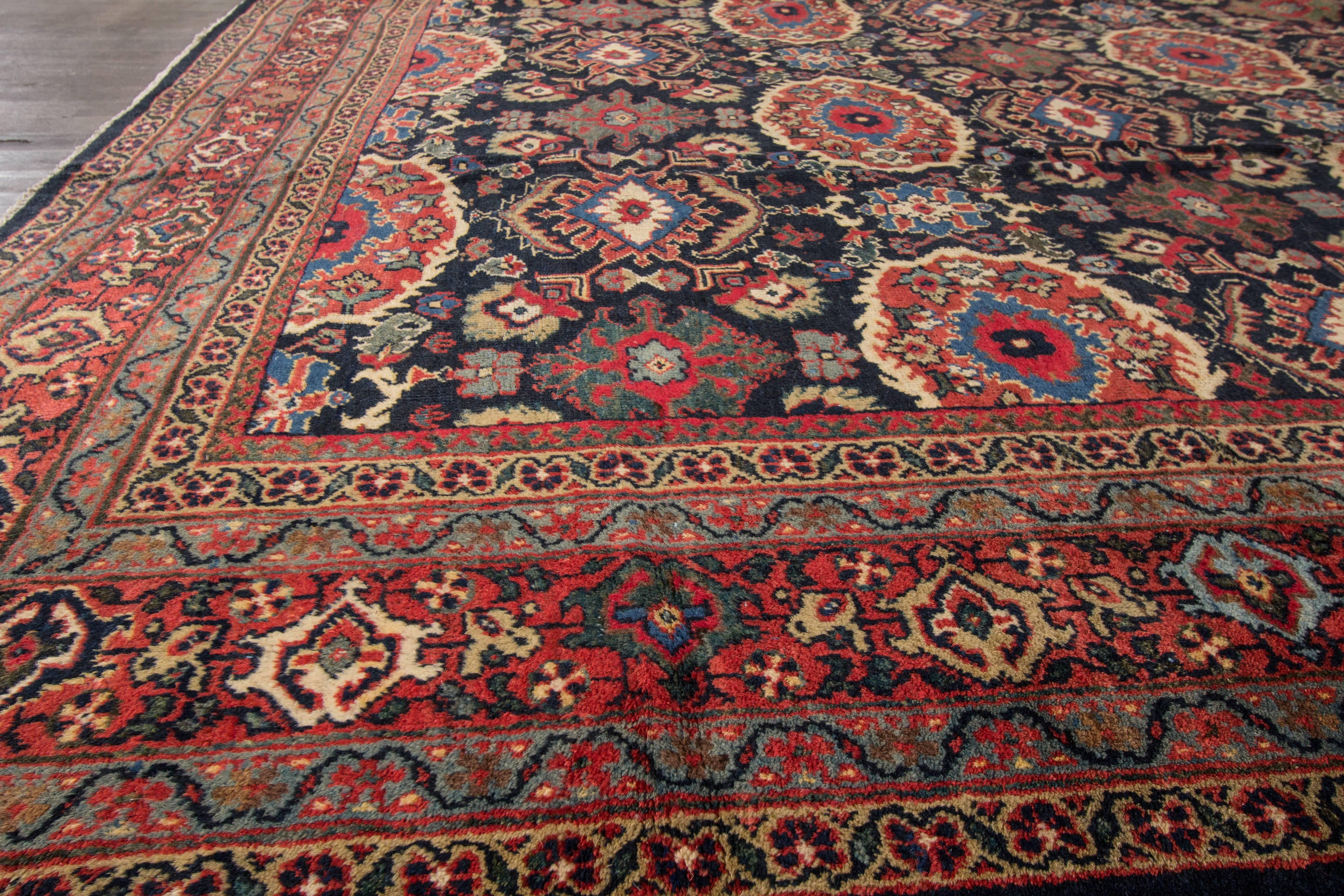 Measures: 11' x 17'.9
Antique Sultanabad carpets from the 19th century and turn of the 20th century have become perhaps the most desirable among Persian village weavings, as they appeal strongly to both connoisseurs and interior designers. These
