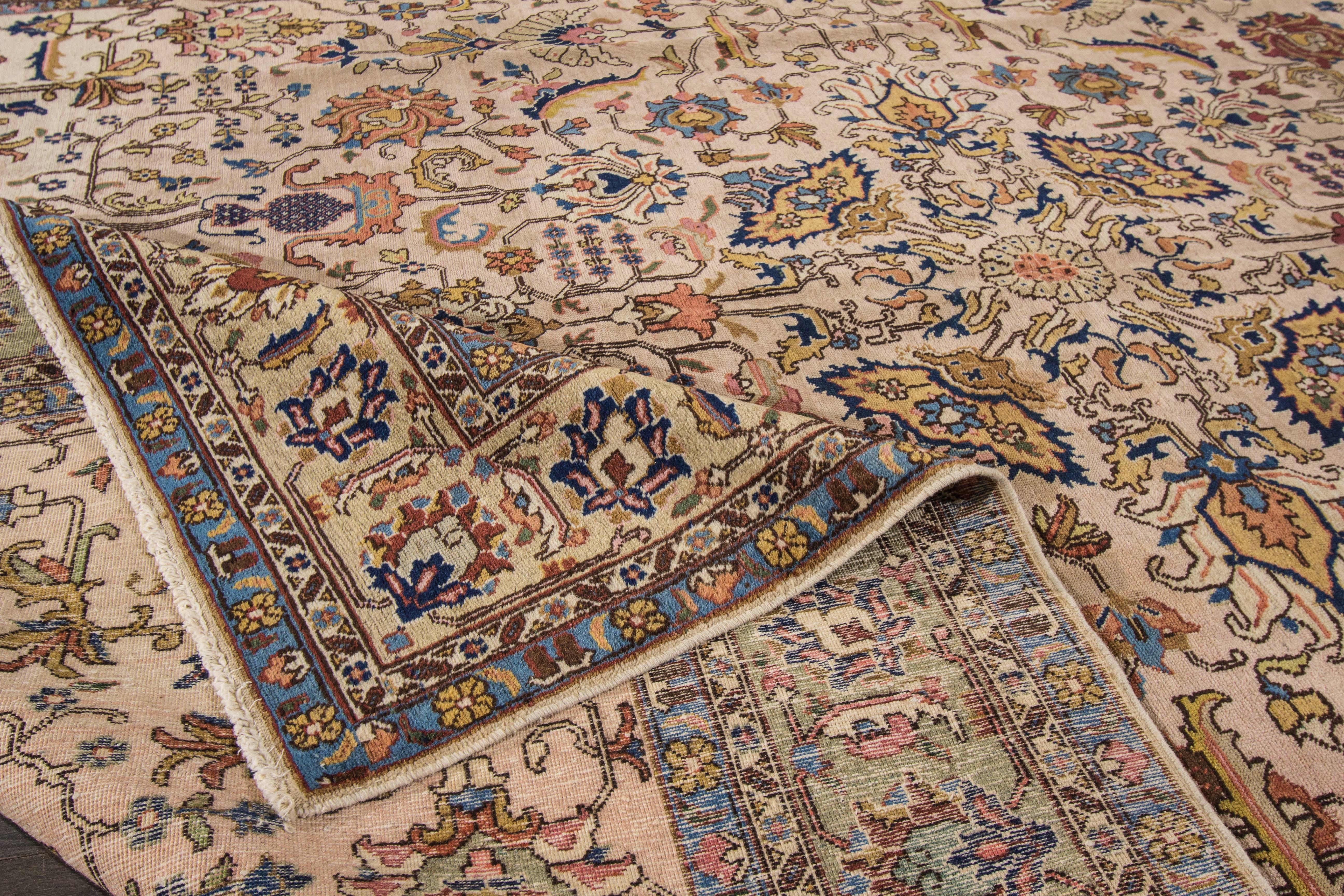 Hand-Knotted Antique Tabriz Rug