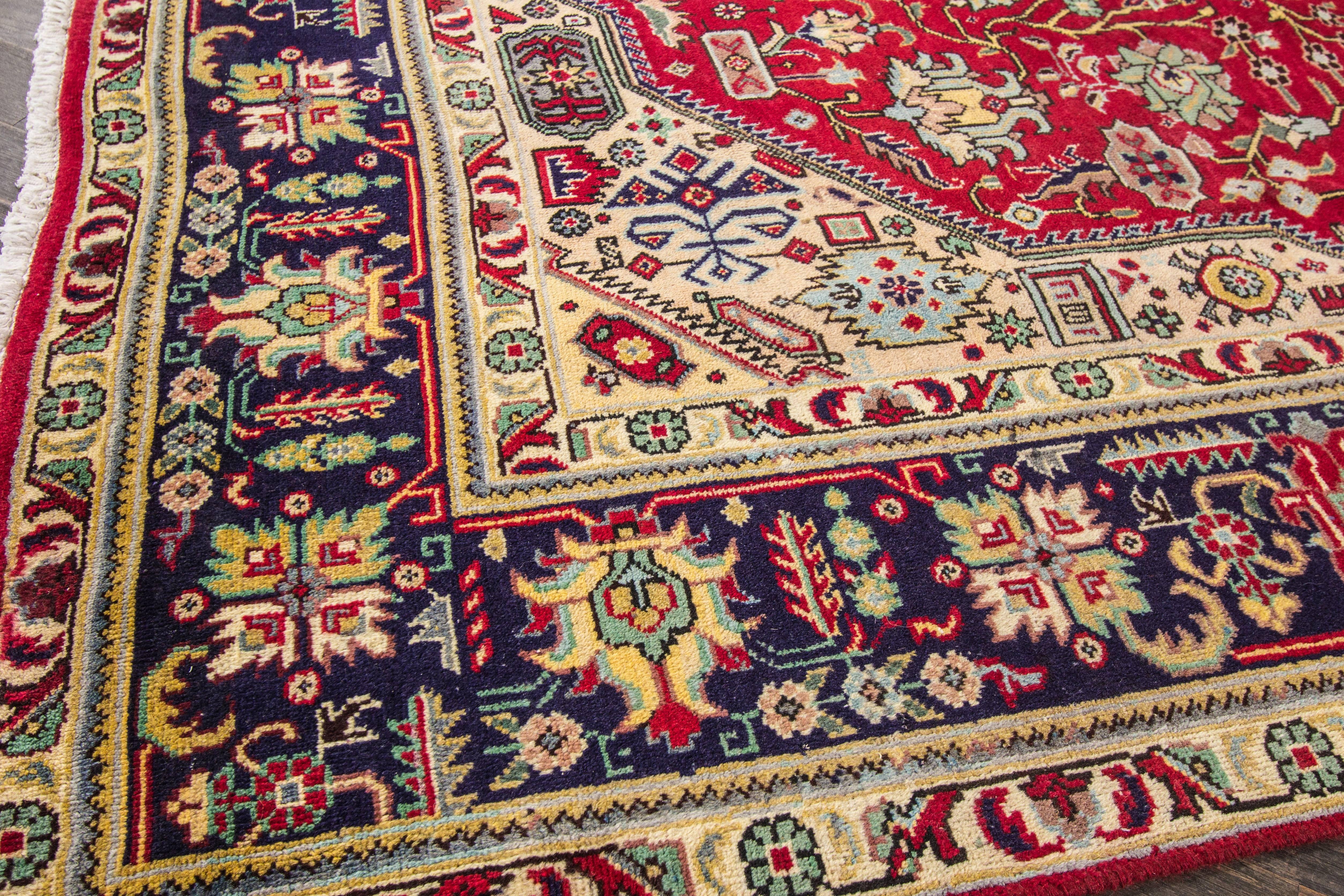 Hand-Knotted Vintage Persian Kashan Rug For Sale