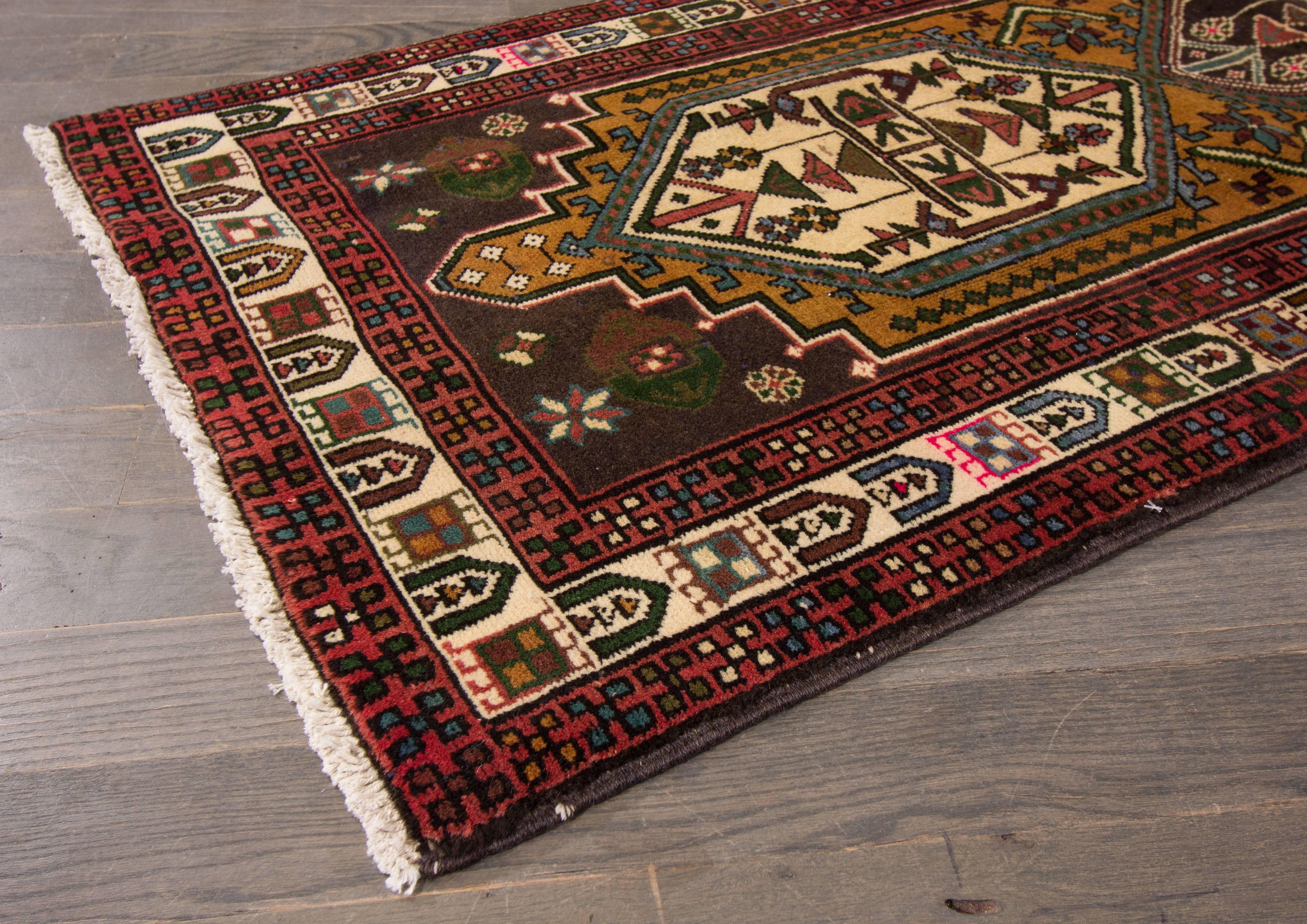 Hand-Knotted Vintage Persian Heriz For Sale