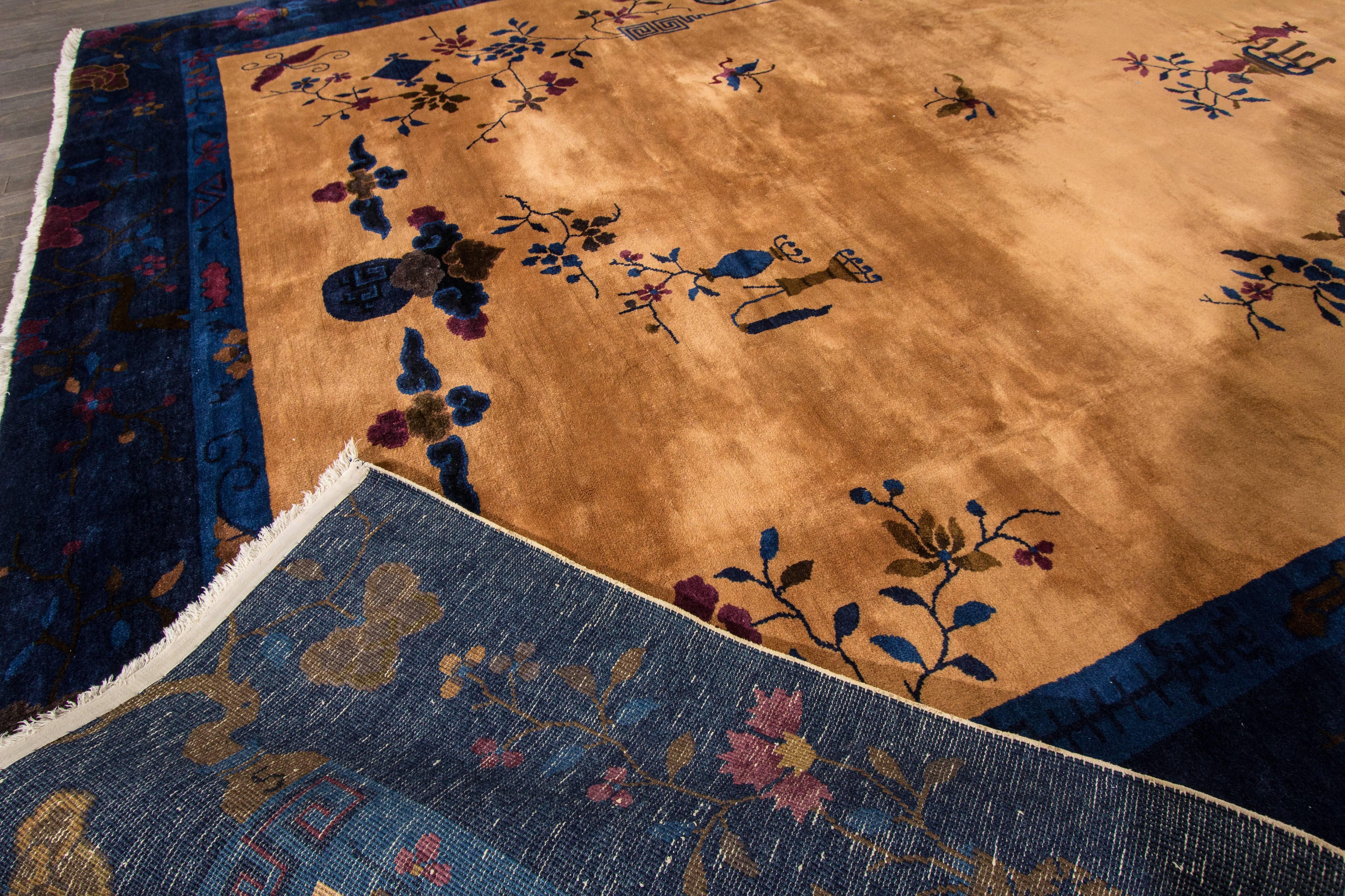 Wool Captivating Superb Antique Chinese Art Deco Rug
