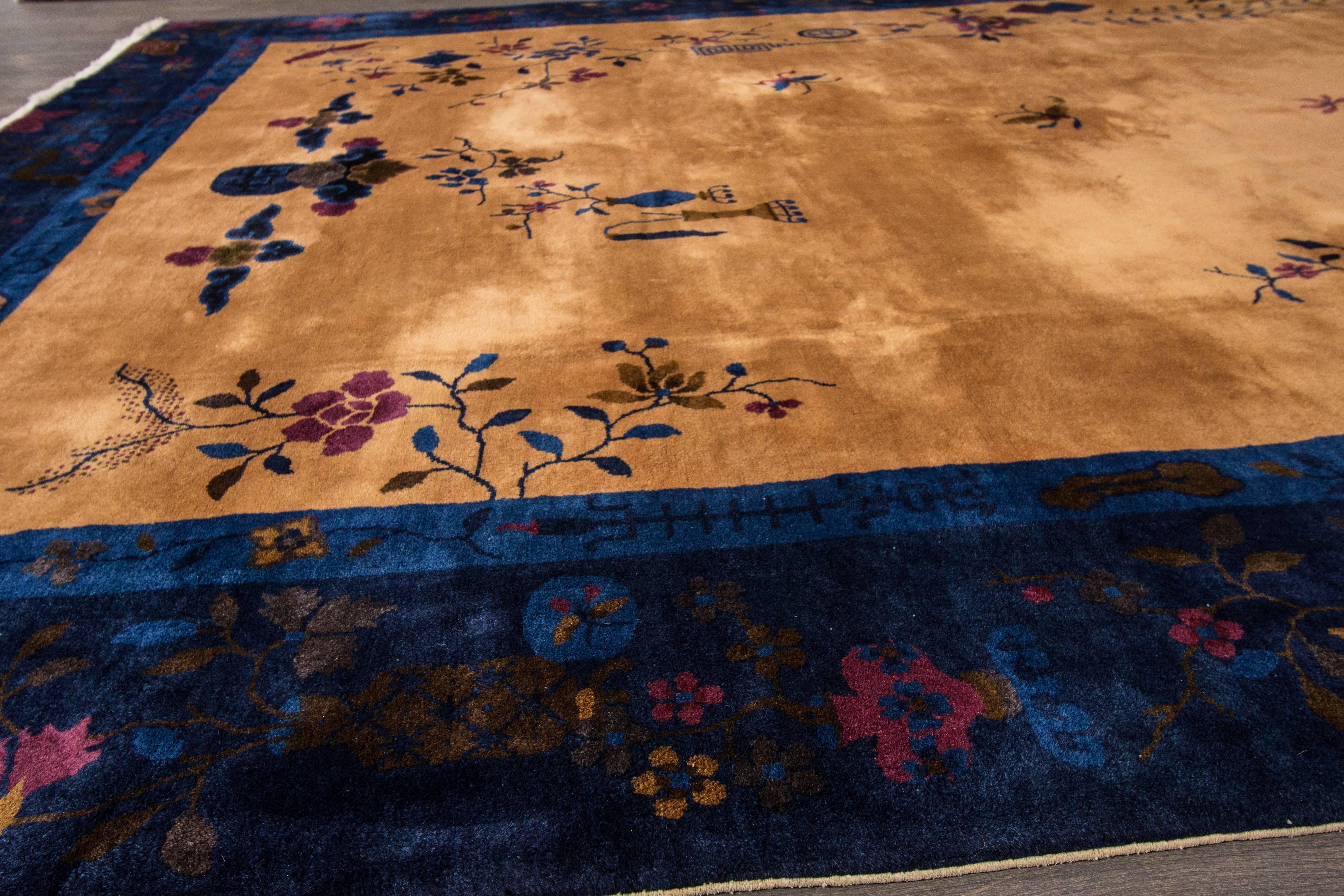 Hand-Knotted Captivating Superb Antique Chinese Art Deco Rug