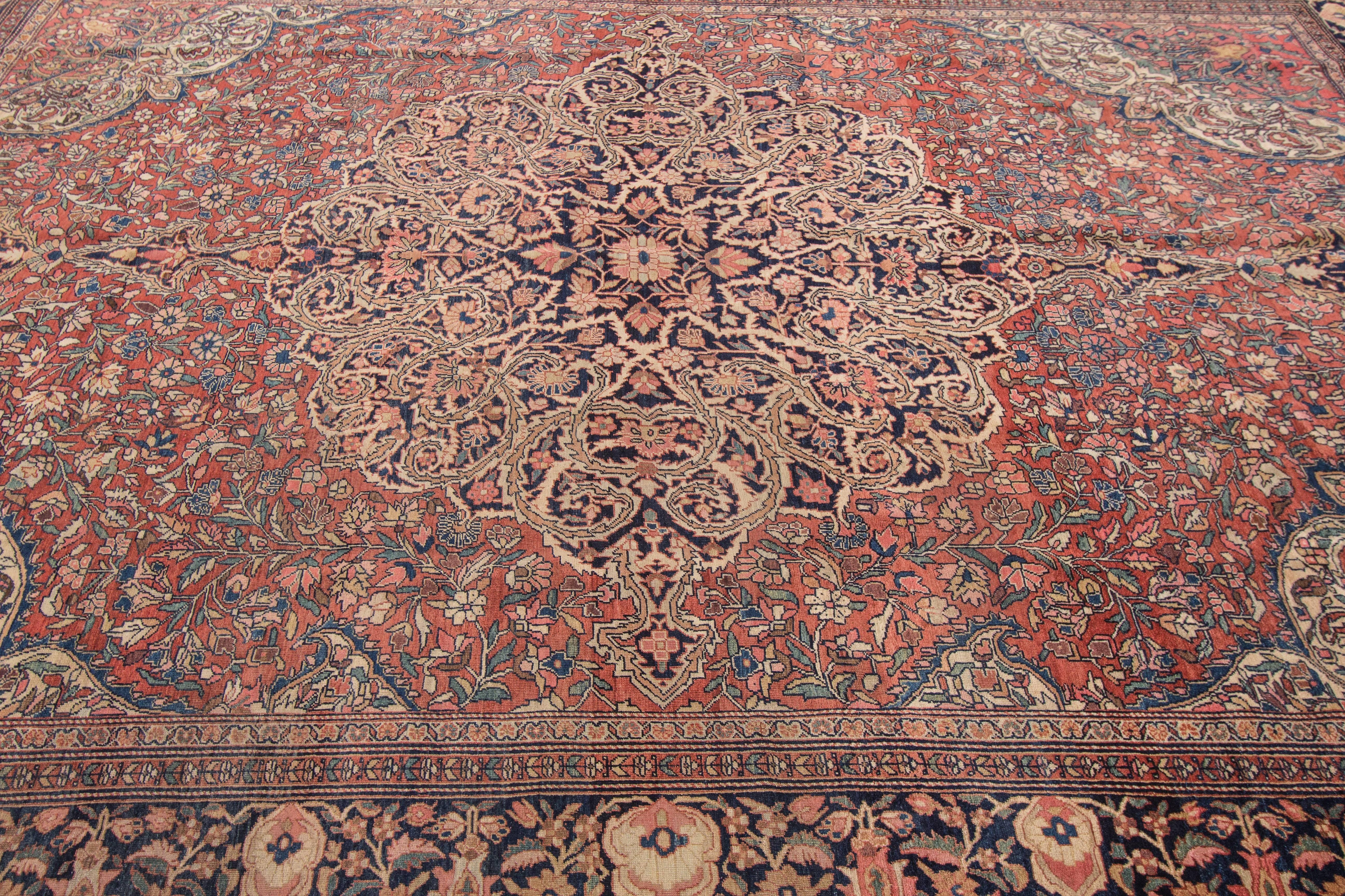 Measures: 8.4” x 11.2”
Farahan rugs are a very aesthetically pleasing group. They drew upon a sophisticated design repertoire without the formality of a city workshop carpet. Technically there are a well-made carpet and as a rule the dyes were very