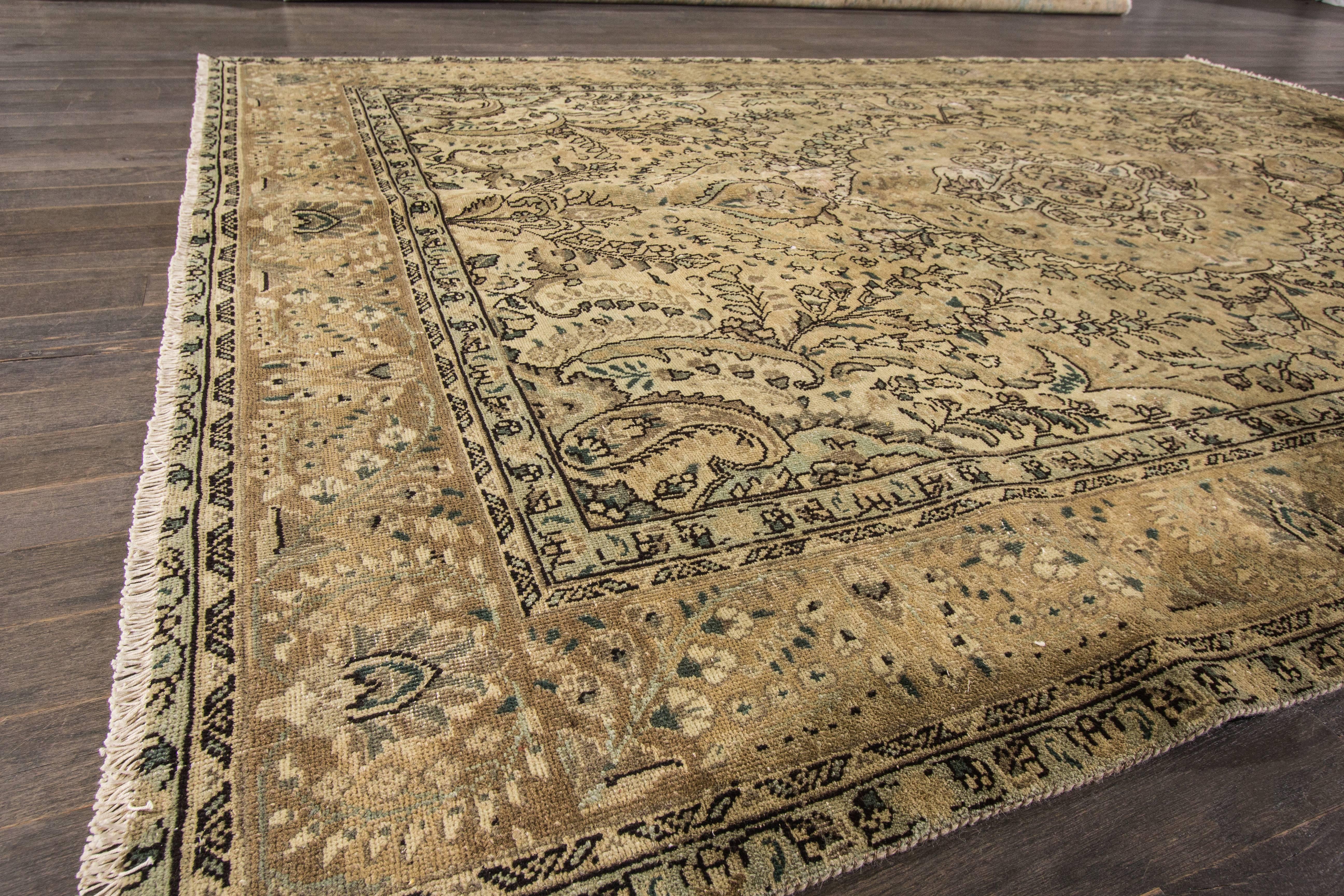 Beautifully Contrasted Persian Tabriz Rug For Sale 2
