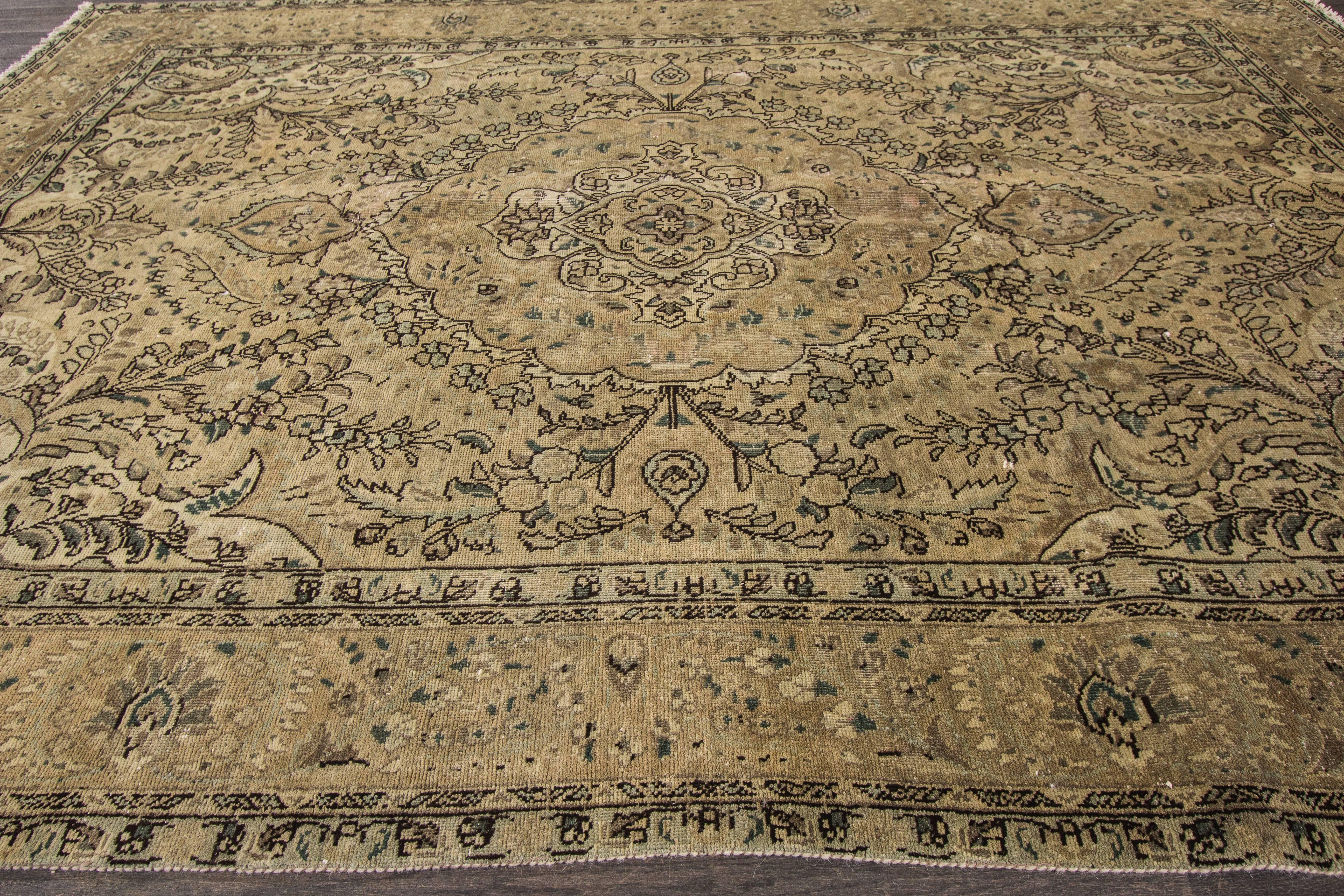 Beautifully Contrasted Persian Tabriz Rug For Sale 3