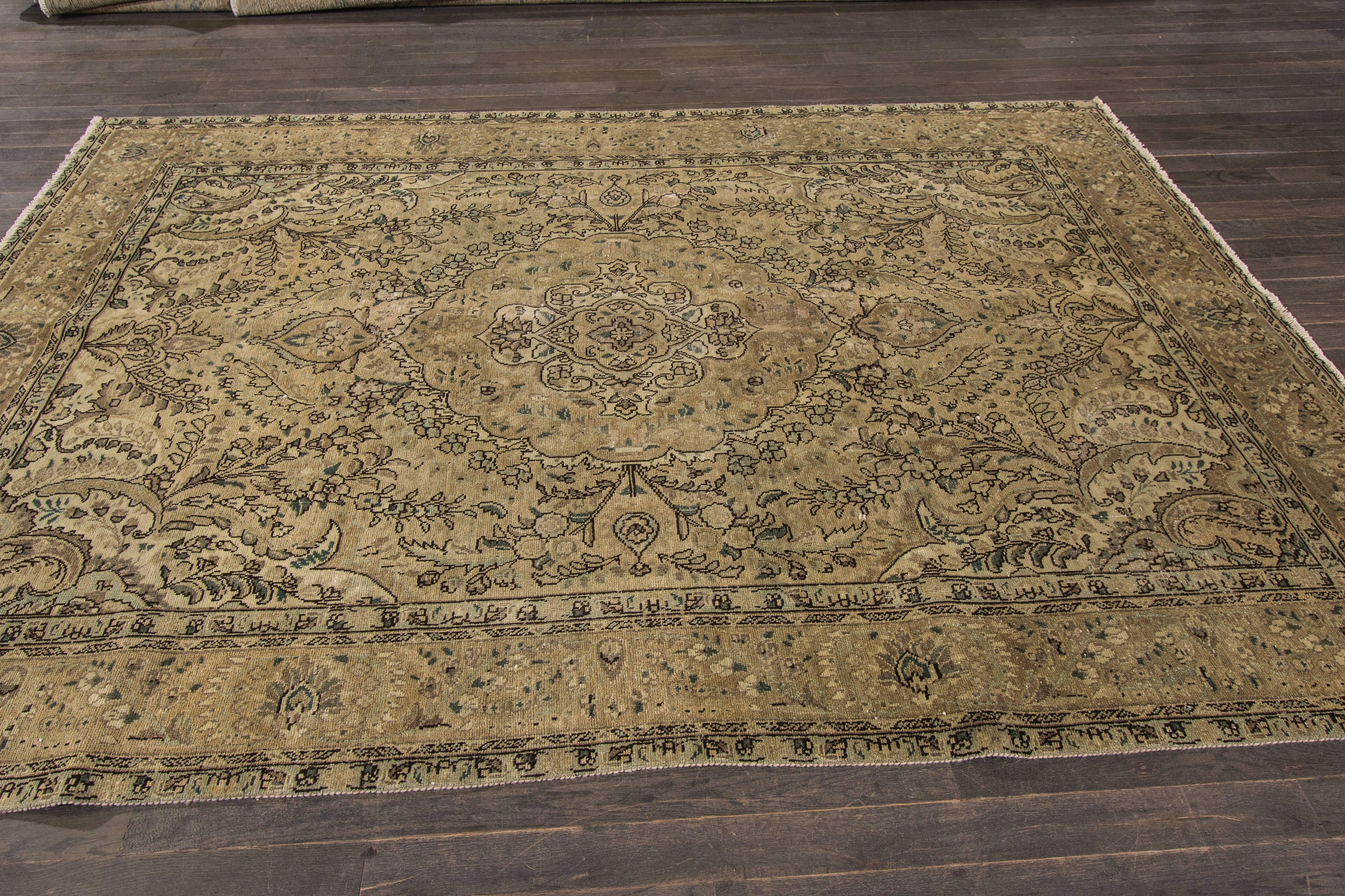 Beautifully Contrasted Persian Tabriz Rug For Sale 1