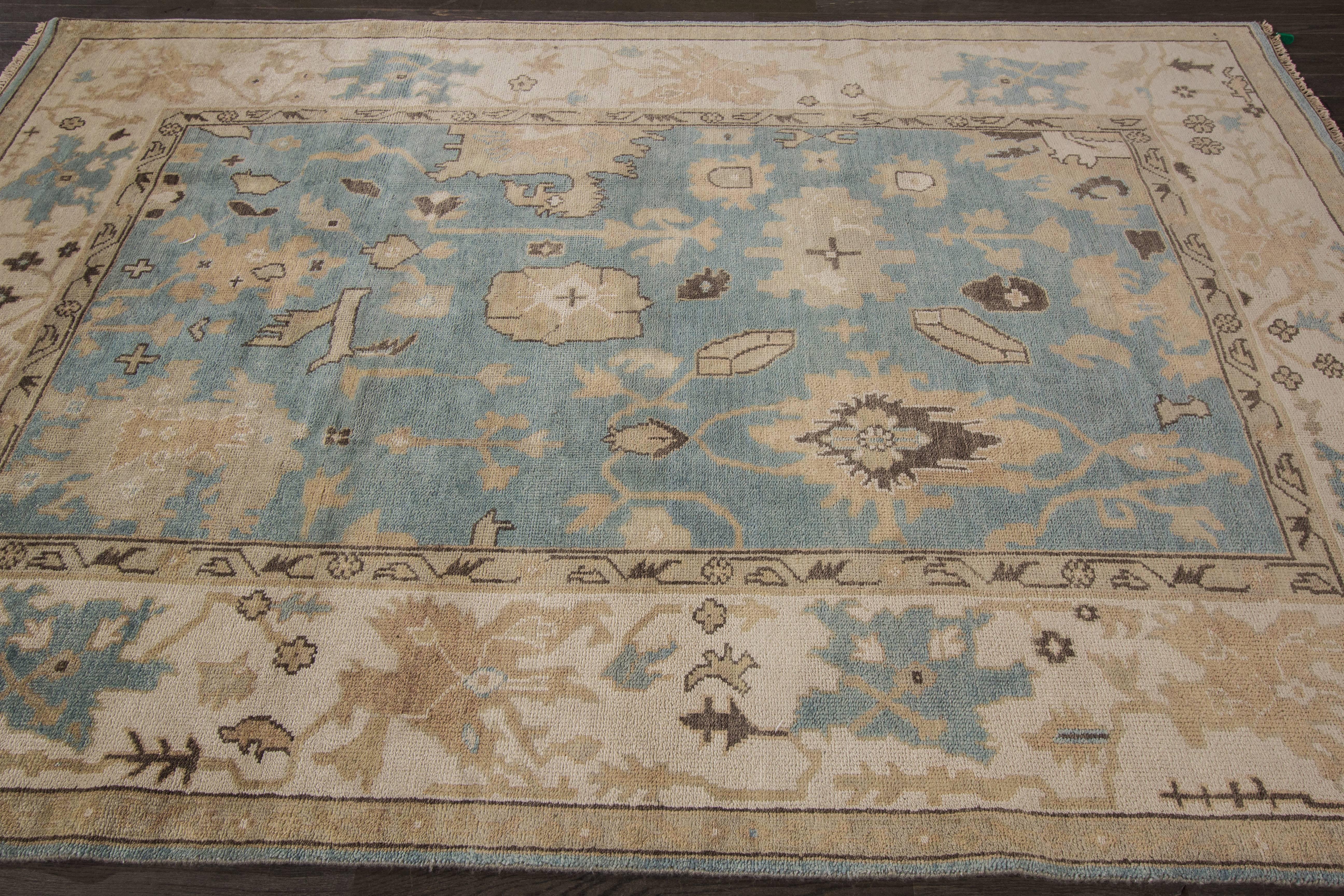 Contemporary 21st Century Floral Oushak Style Rug 6'.1 x 8'.10