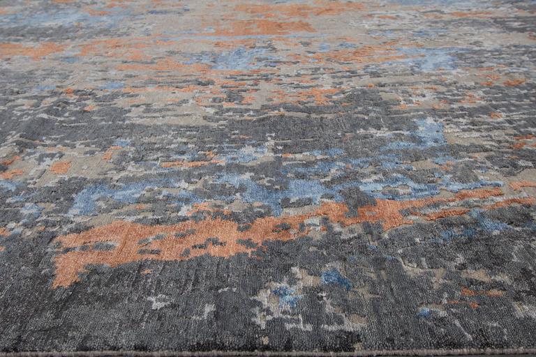 Beautifully Contrasted Modern Rose Wood Rug For Sale at 1stDibs