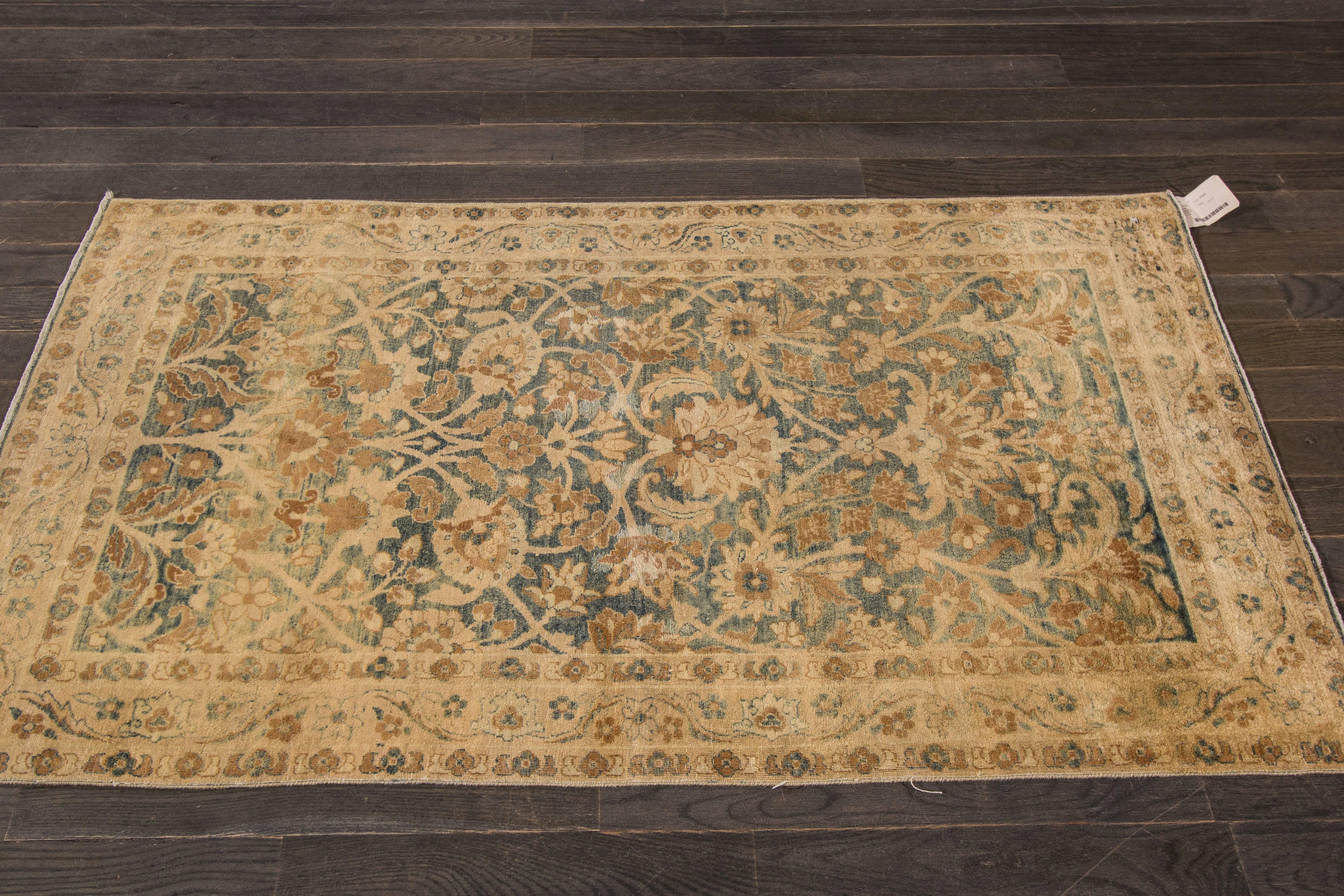 Early 20th Century Beautifully Contrasted Antique Kerman Rug For Sale