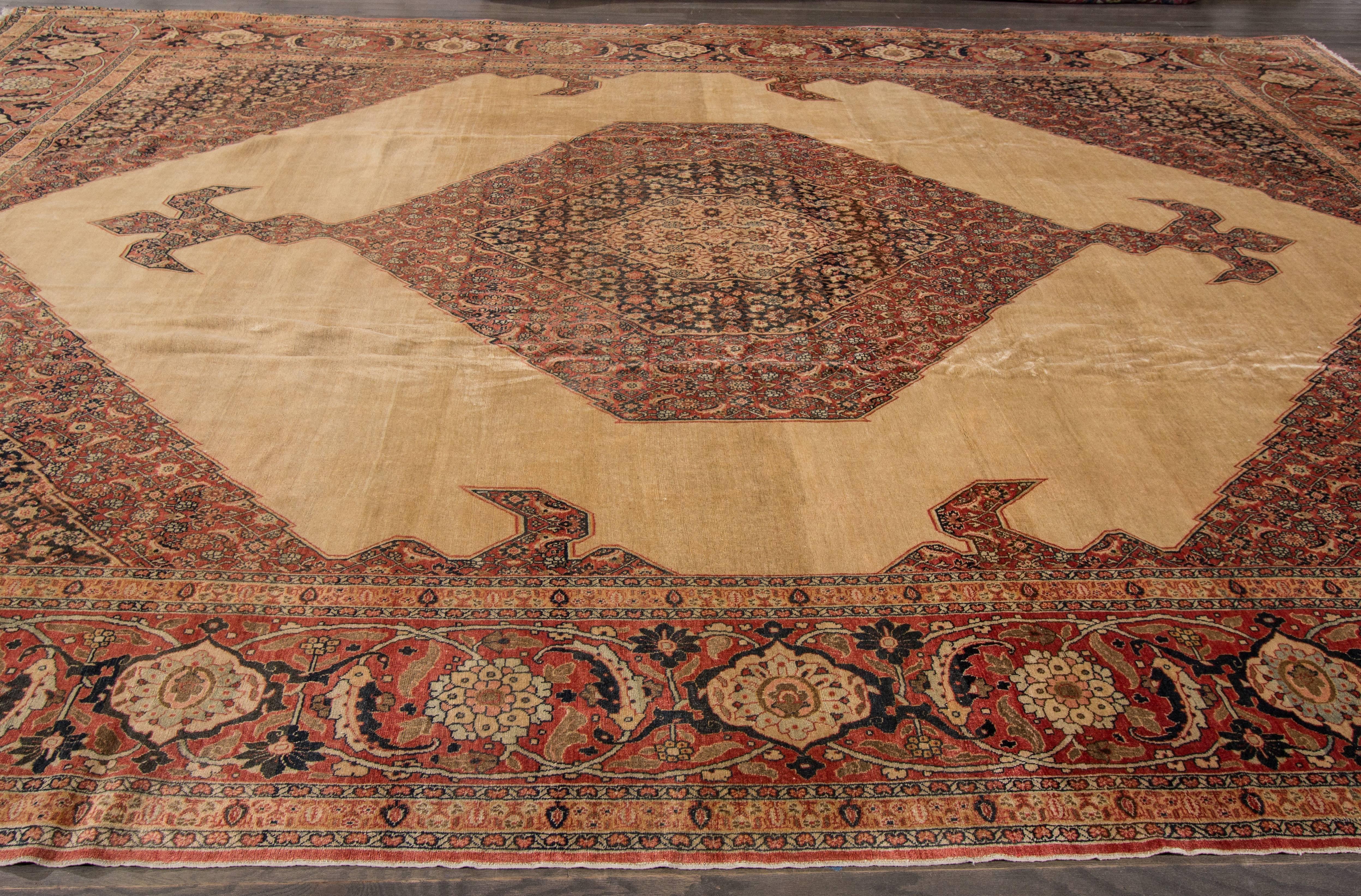 Hand-Knotted Highly Collectible Antique Tabriz Rug For Sale