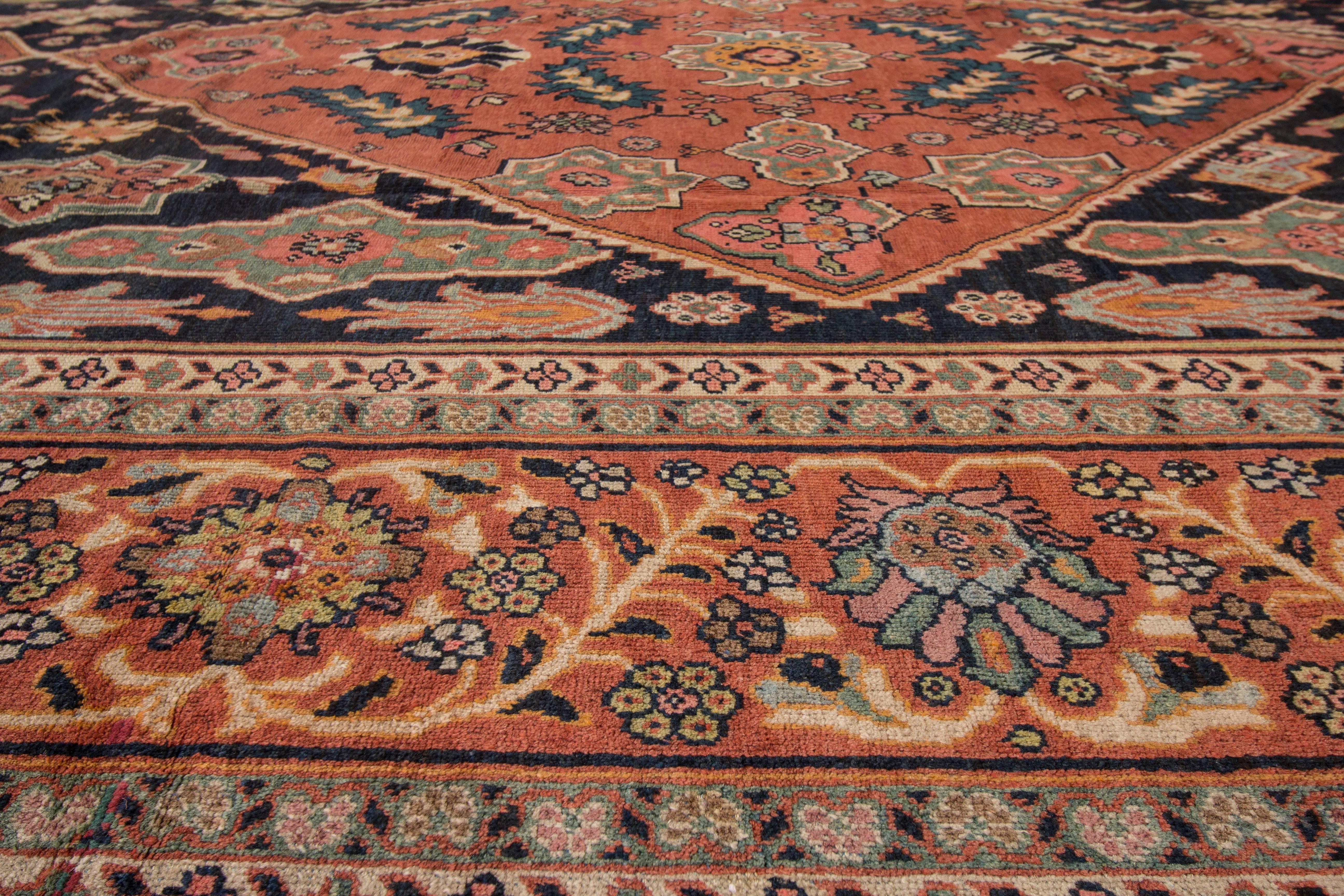 Hand-Knotted Simply Beautiful Antique Persian Mahal Rug For Sale