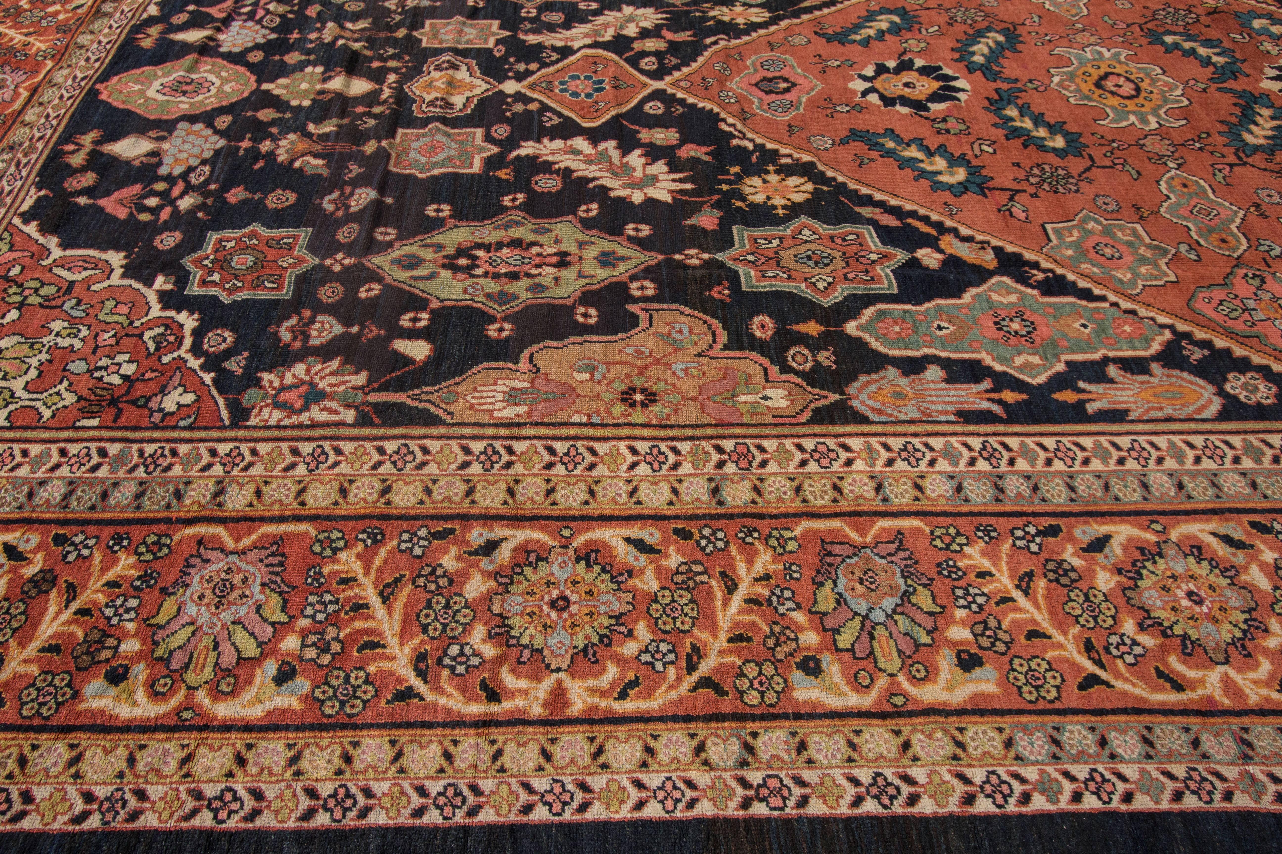 Wool Simply Beautiful Antique Persian Mahal Rug For Sale