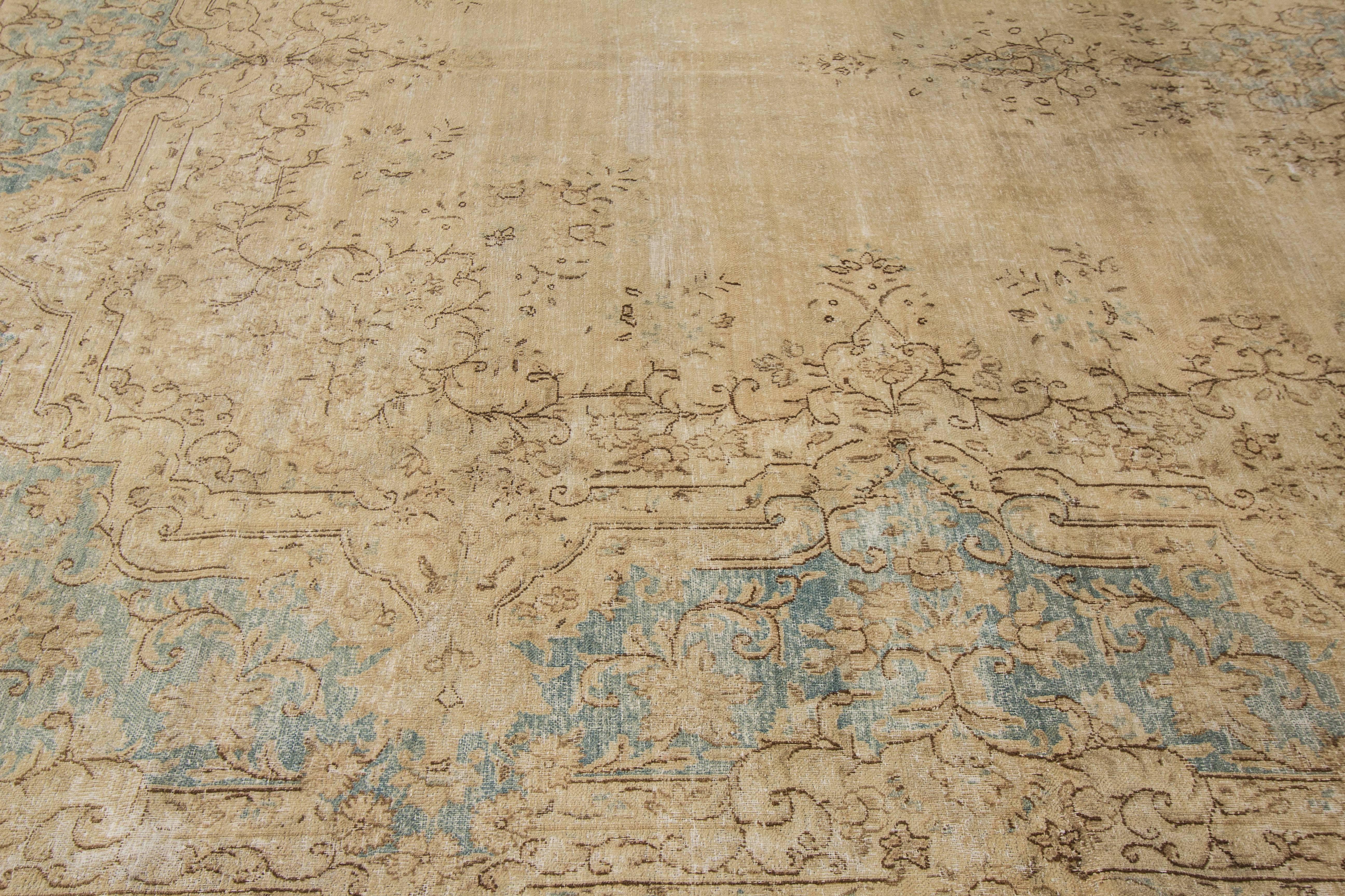 Hand-Knotted Simply Beautiful Antique Kerman Rug For Sale