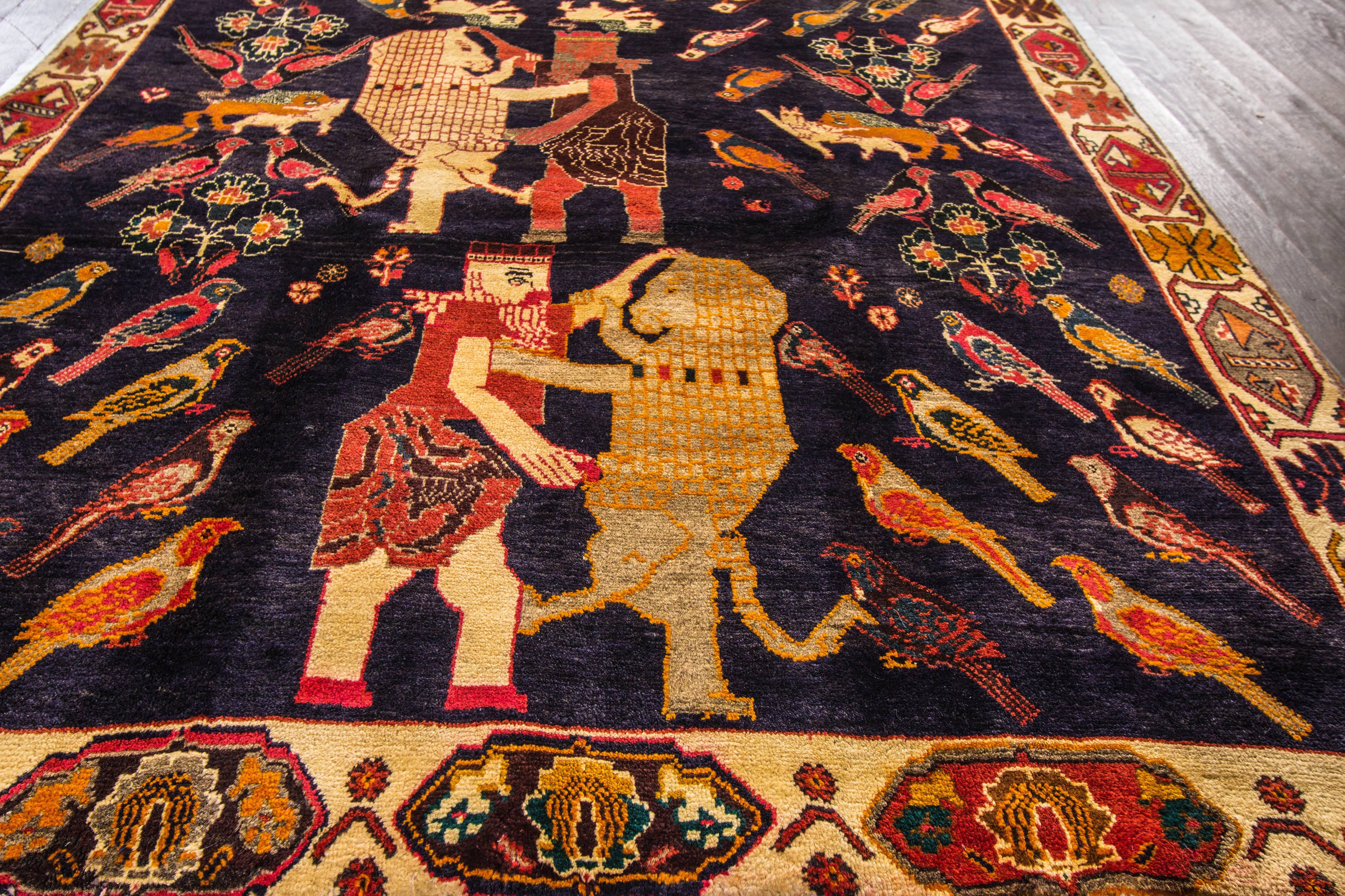 Fascinatingly Beautiful Vintage Persian Gabbeh Rug In Excellent Condition In Norwalk, CT