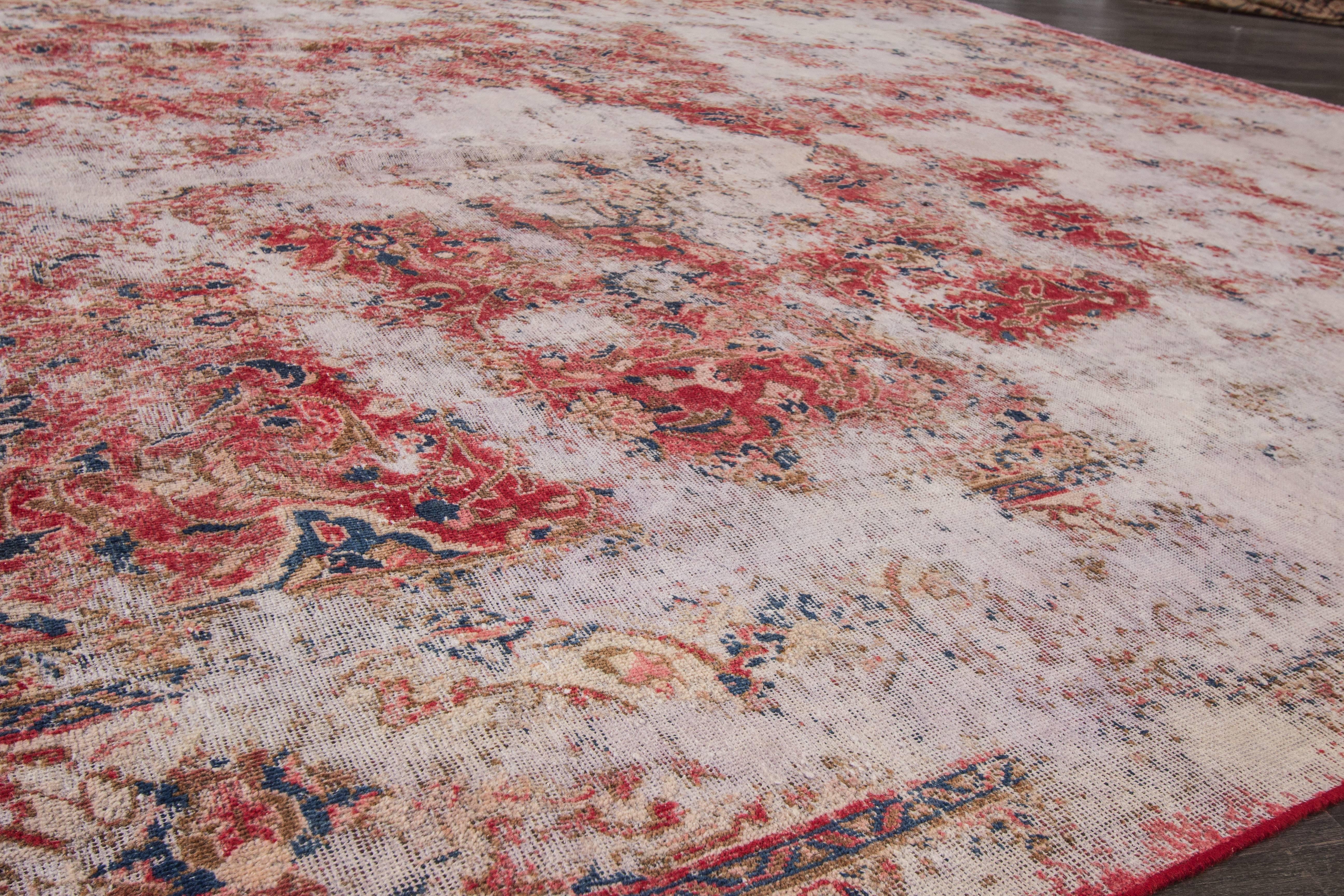 Persian Lovely Nice Vintage Distressed Overdyed Rug For Sale
