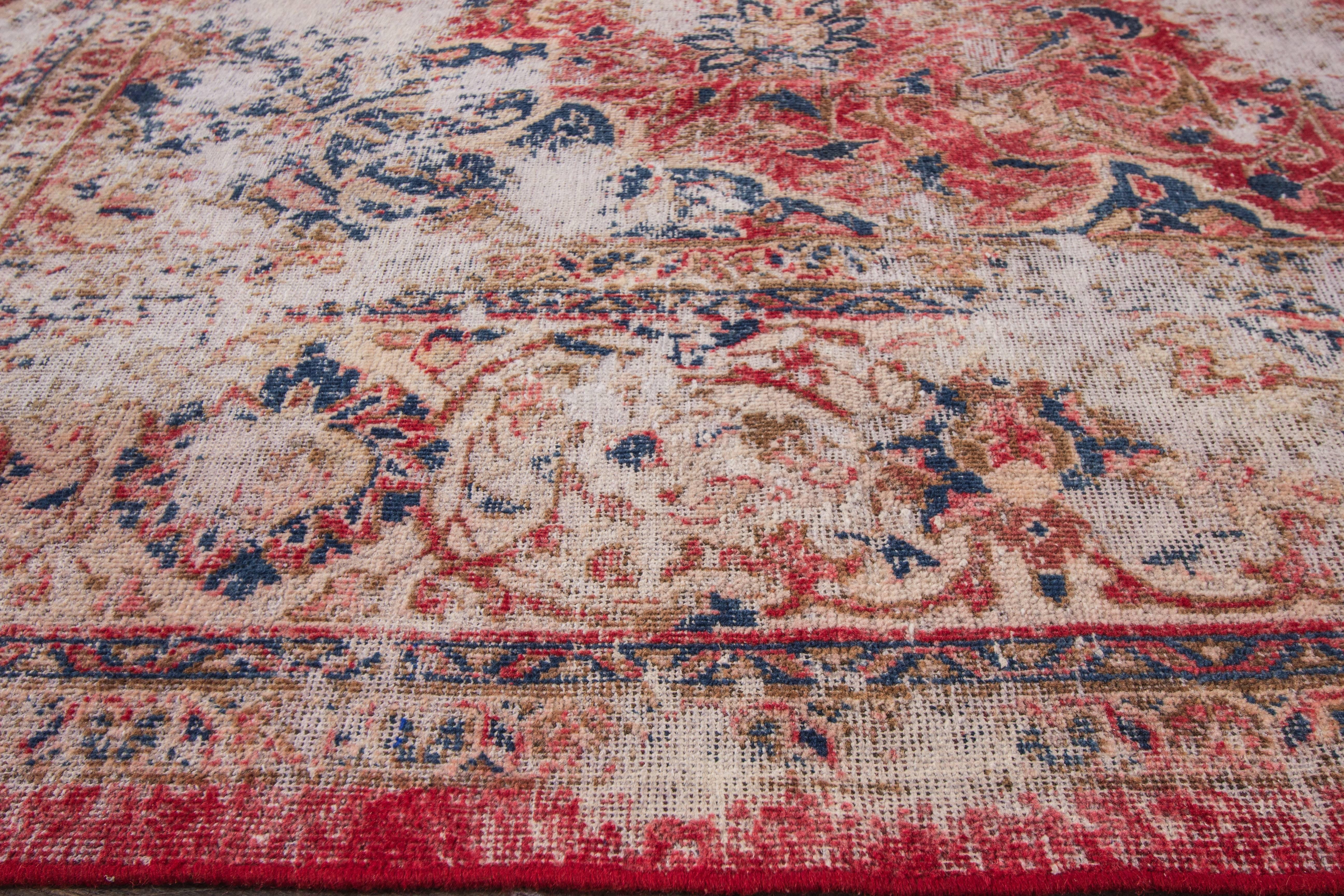 Hand-Knotted Lovely Nice Vintage Distressed Overdyed Rug For Sale
