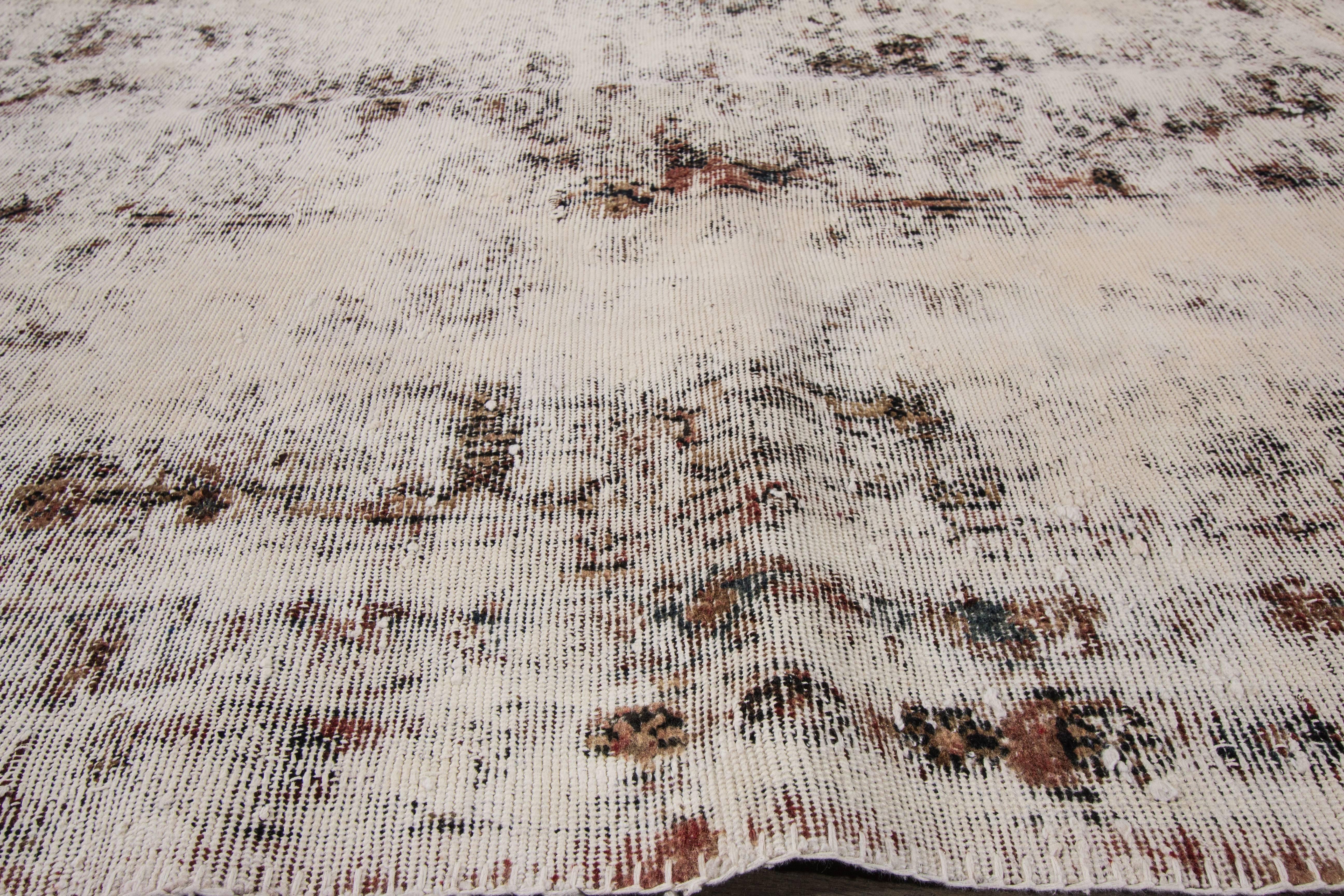 Islamic Vintage Overdyed Handmade Rusted Wool Rug  For Sale