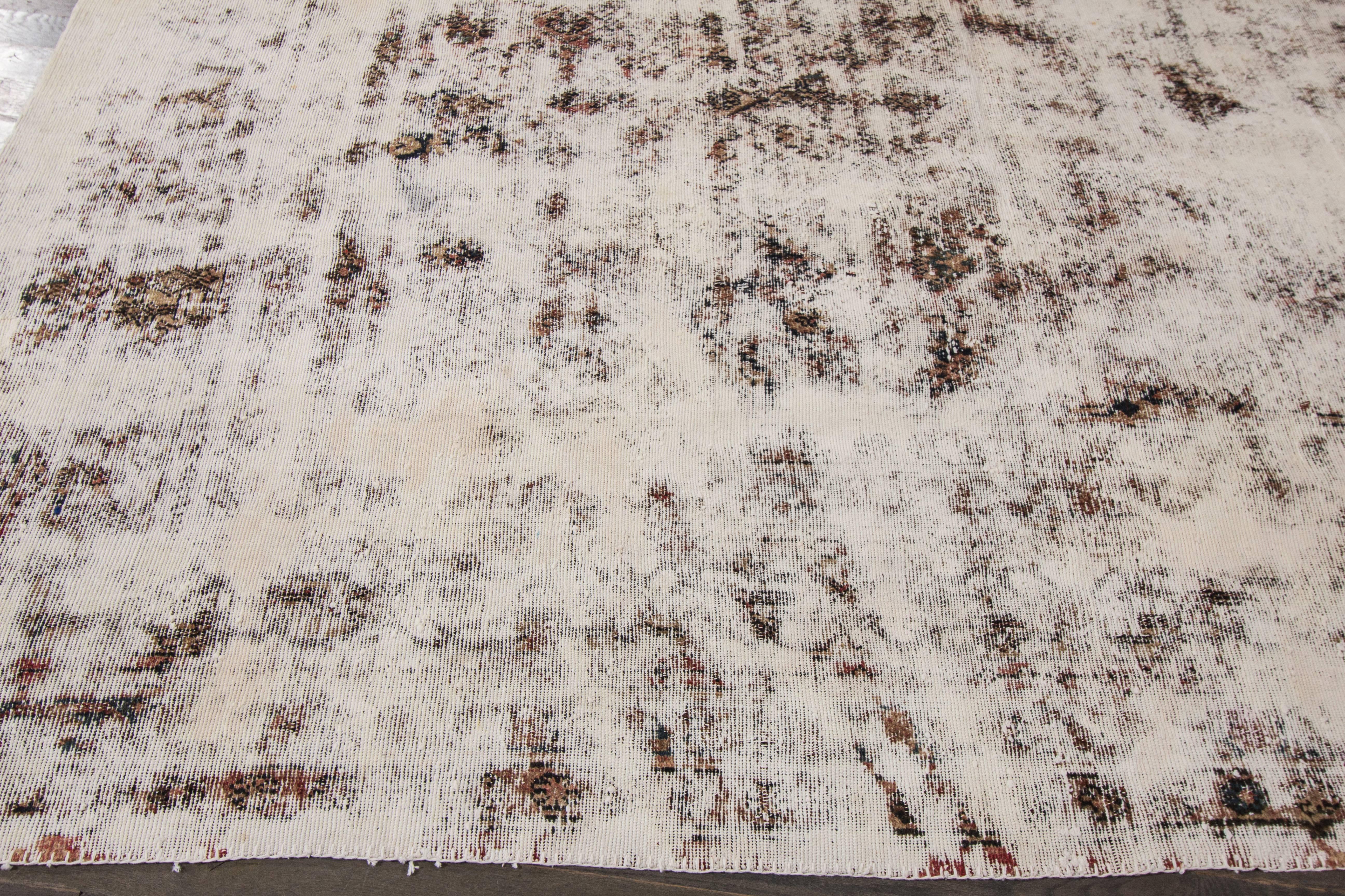 Hand-Knotted Vintage Overdyed Handmade Rusted Wool Rug  For Sale