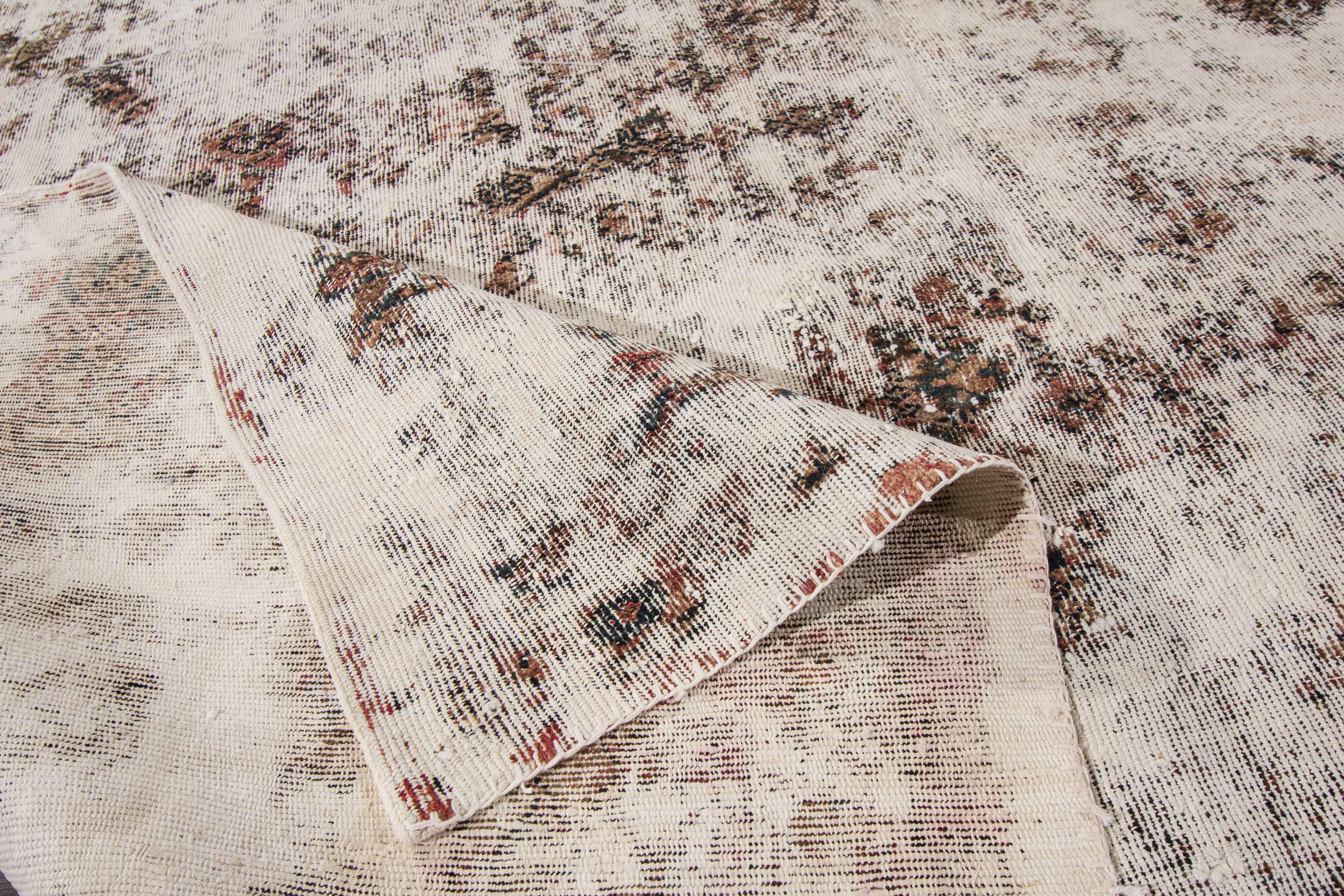 Vintage Overdyed Handmade Rusted Wool Rug  In Distressed Condition For Sale In Norwalk, CT