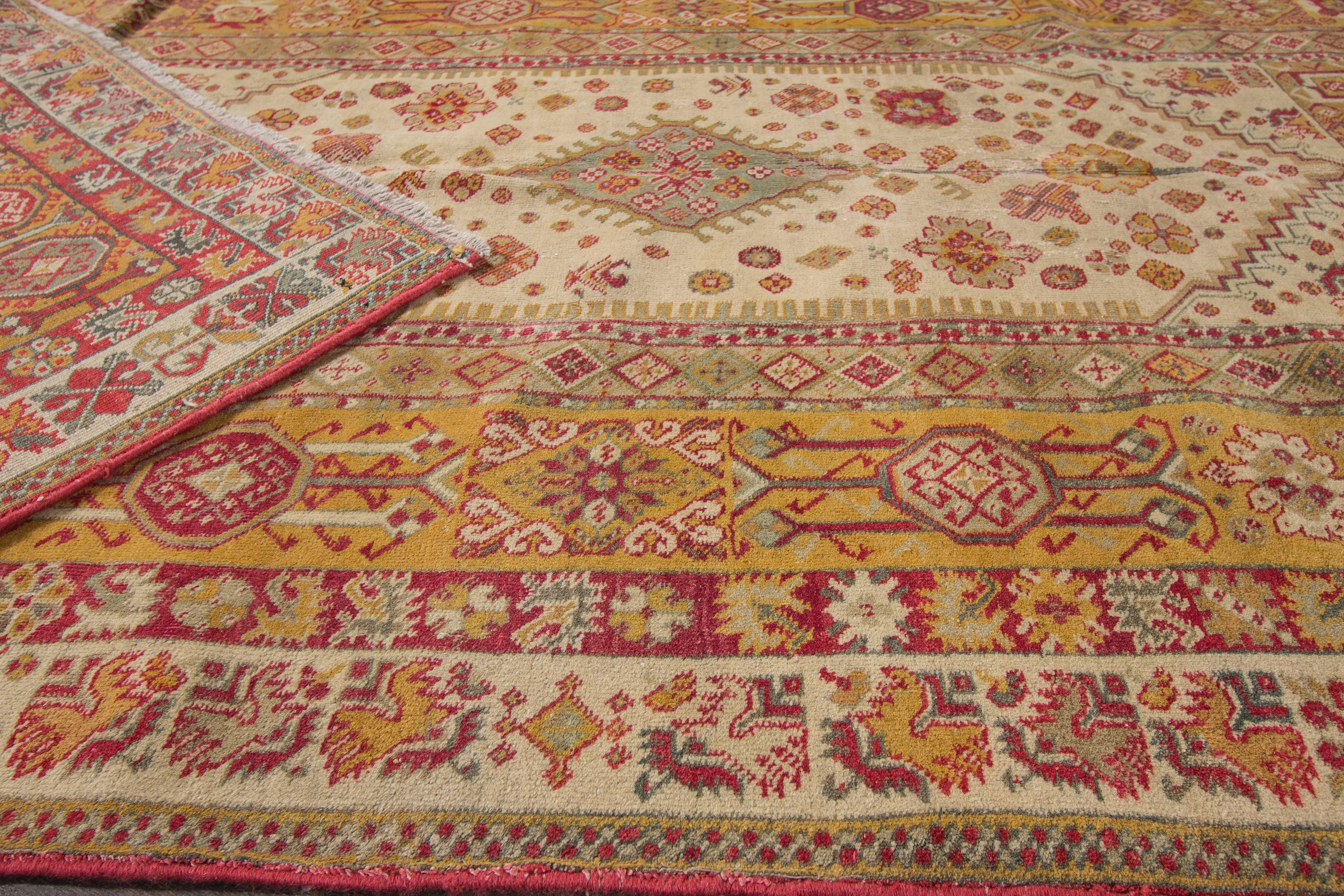 Wool Antique Indian Agra Rug For Sale
