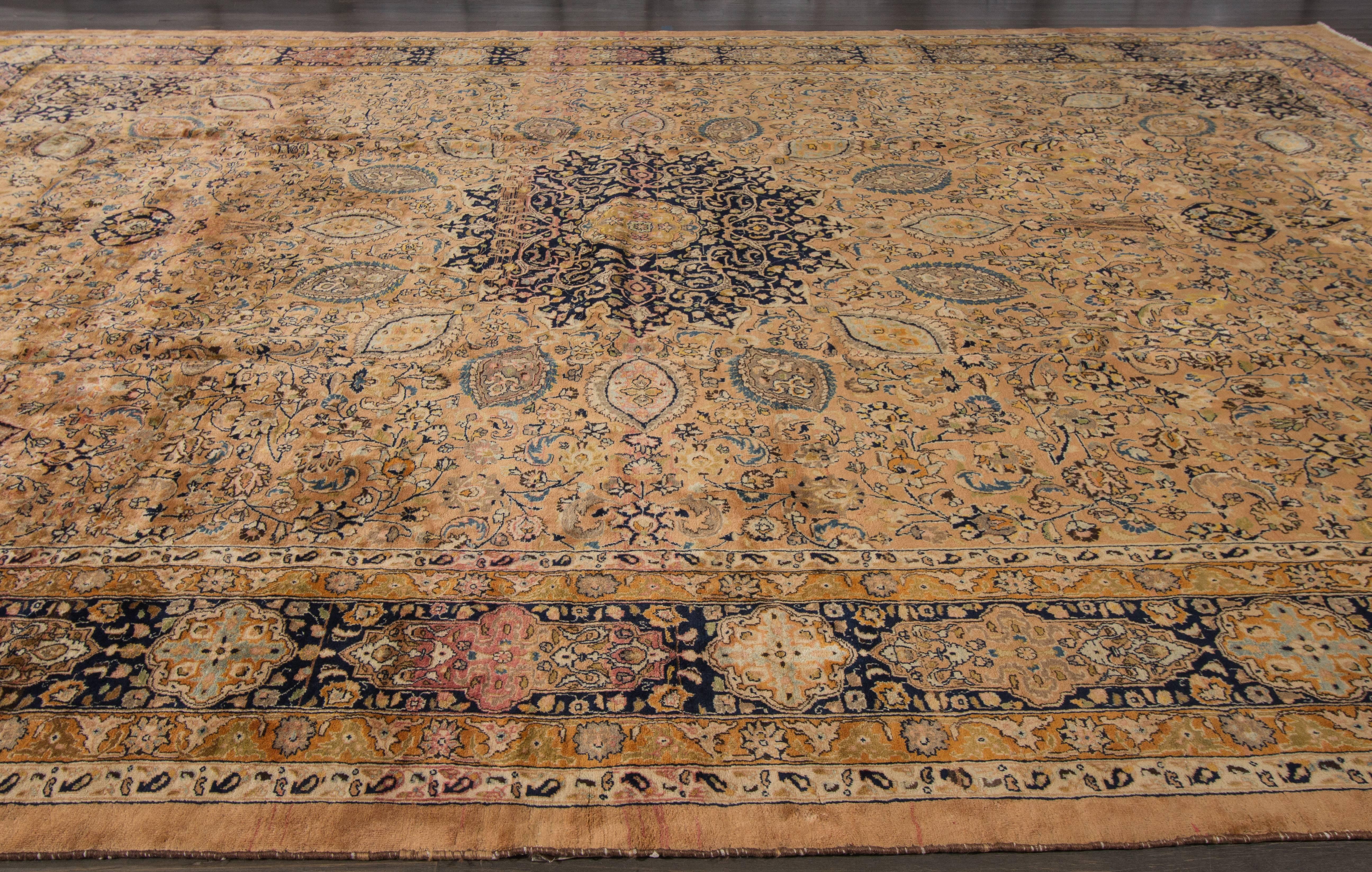 Vintage Persian Mashad Rug In Excellent Condition In Norwalk, CT