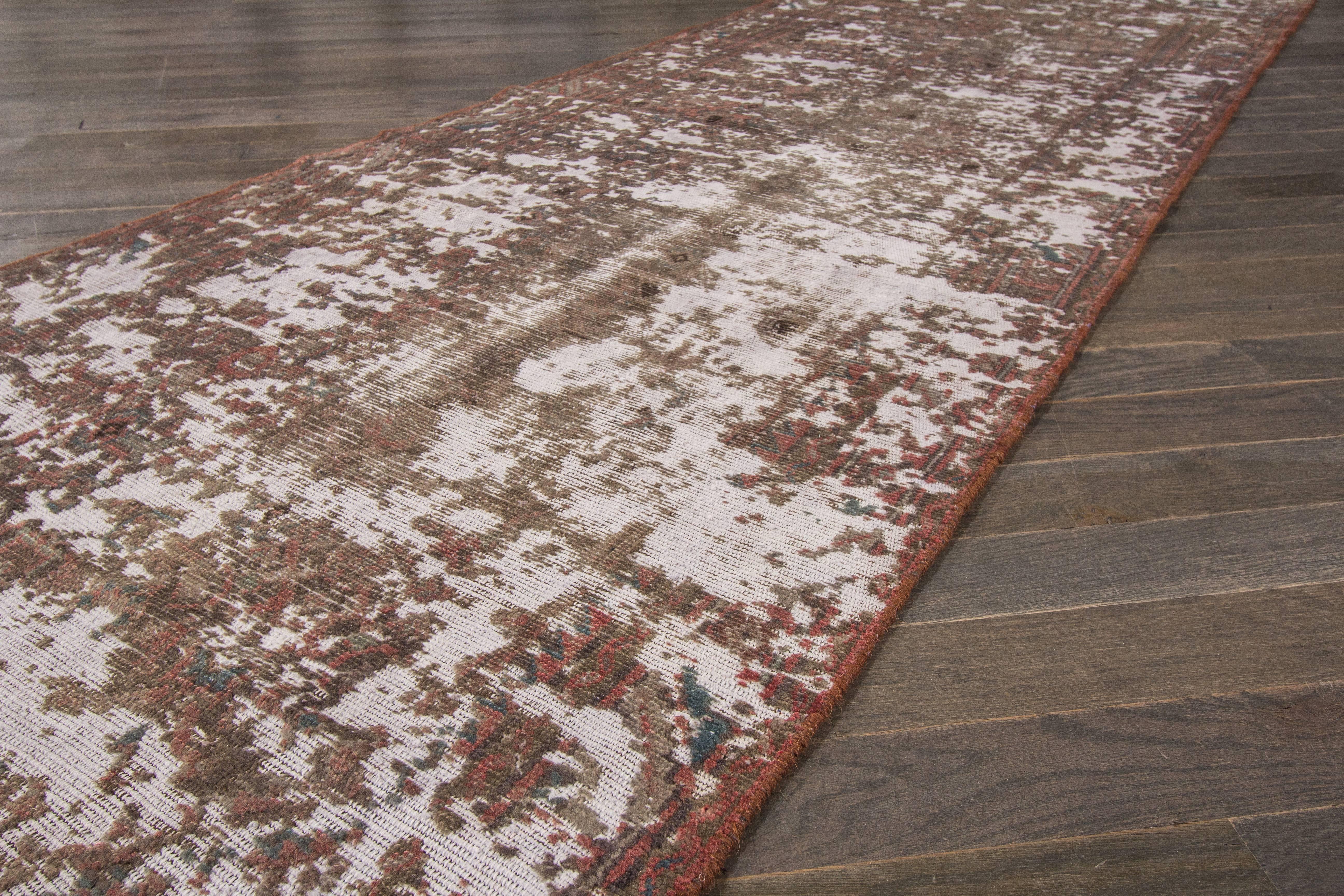 Vintage Distressed Persian Tabriz Rug In Distressed Condition For Sale In Norwalk, CT
