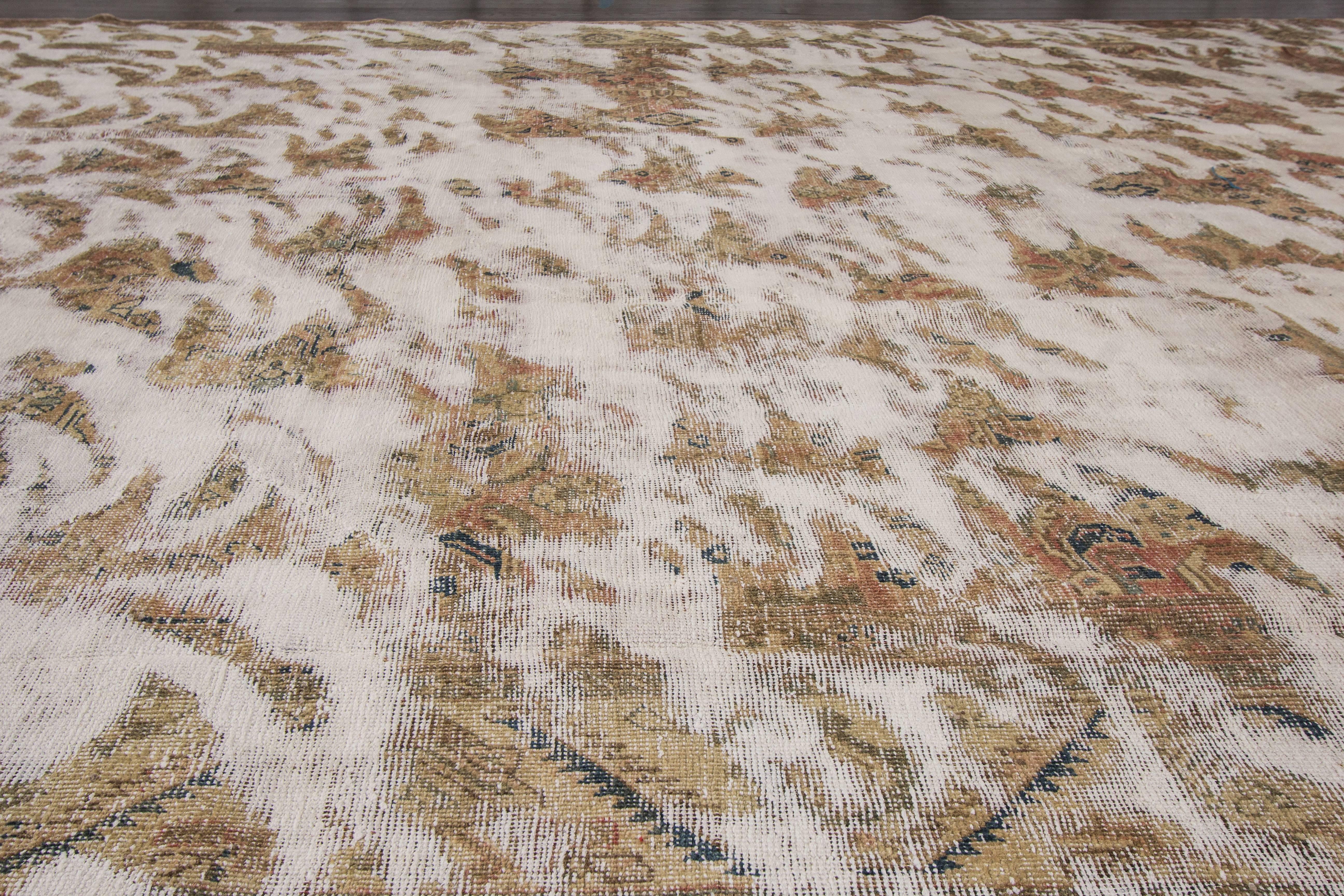 Mid-20th Century Vintage Distressed Persian Tabriz Rug For Sale