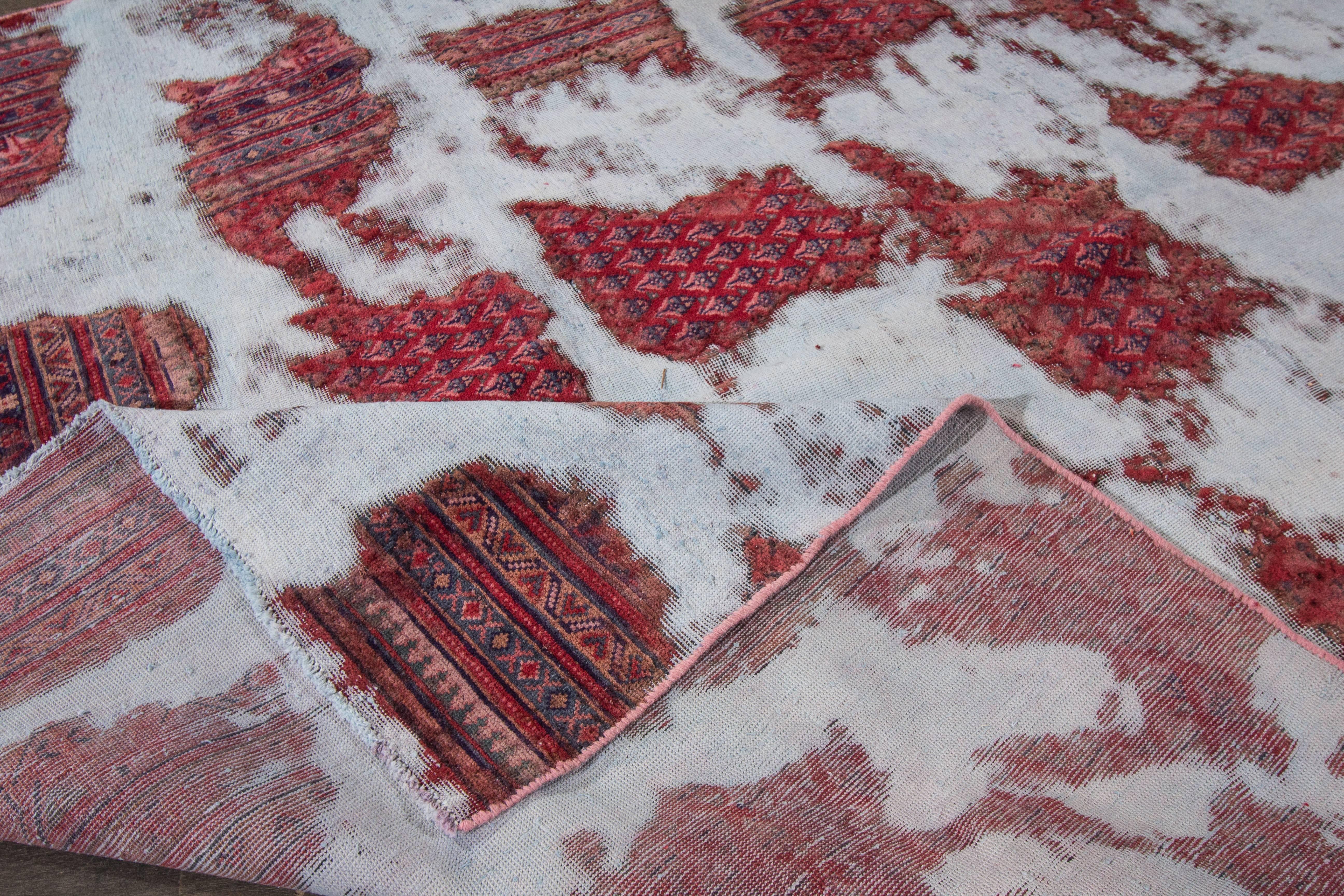 Vintage Distressed Persian Tabriz Rug For Sale 1