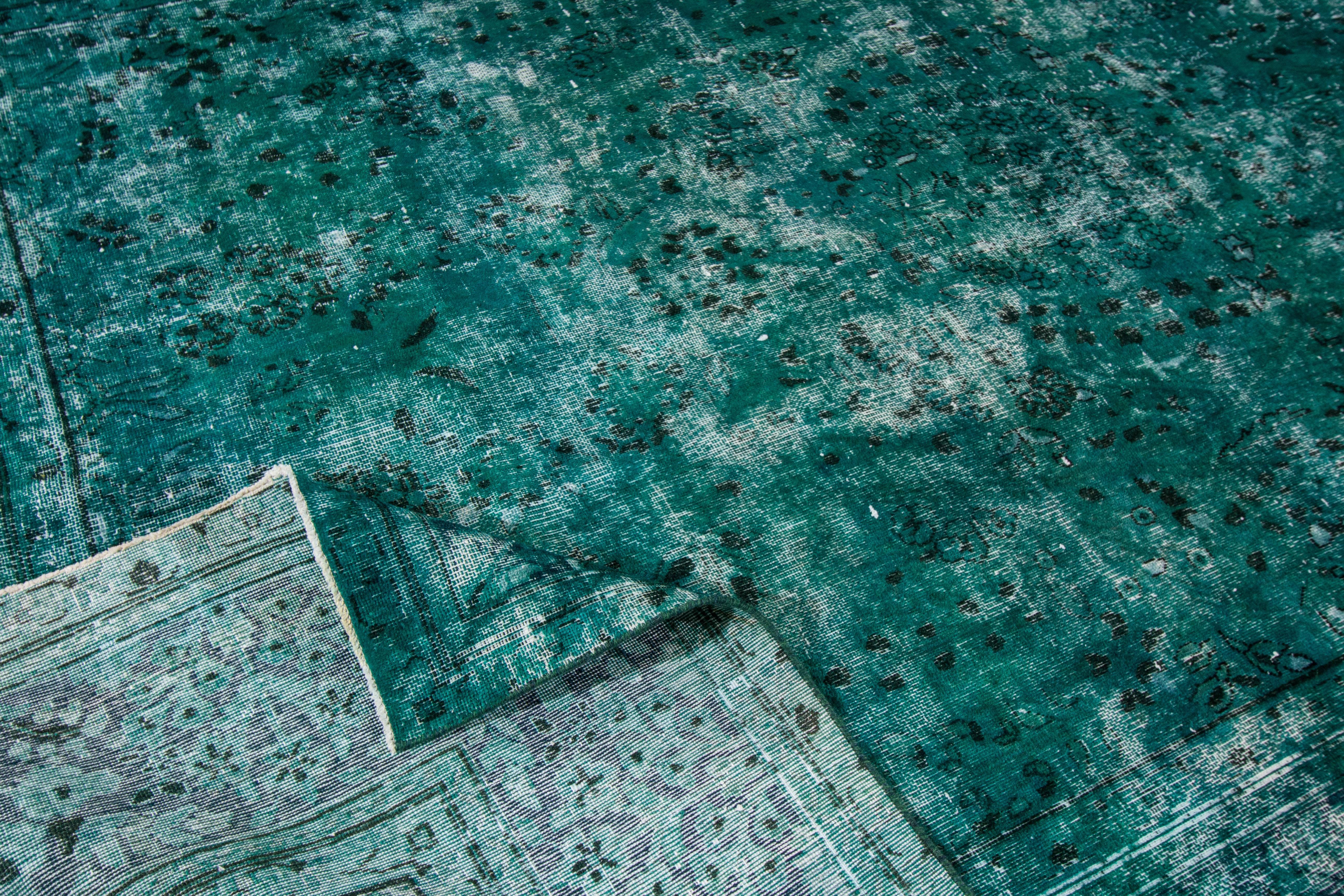 Hand-Knotted Vintage Distressed Overdyed Rug