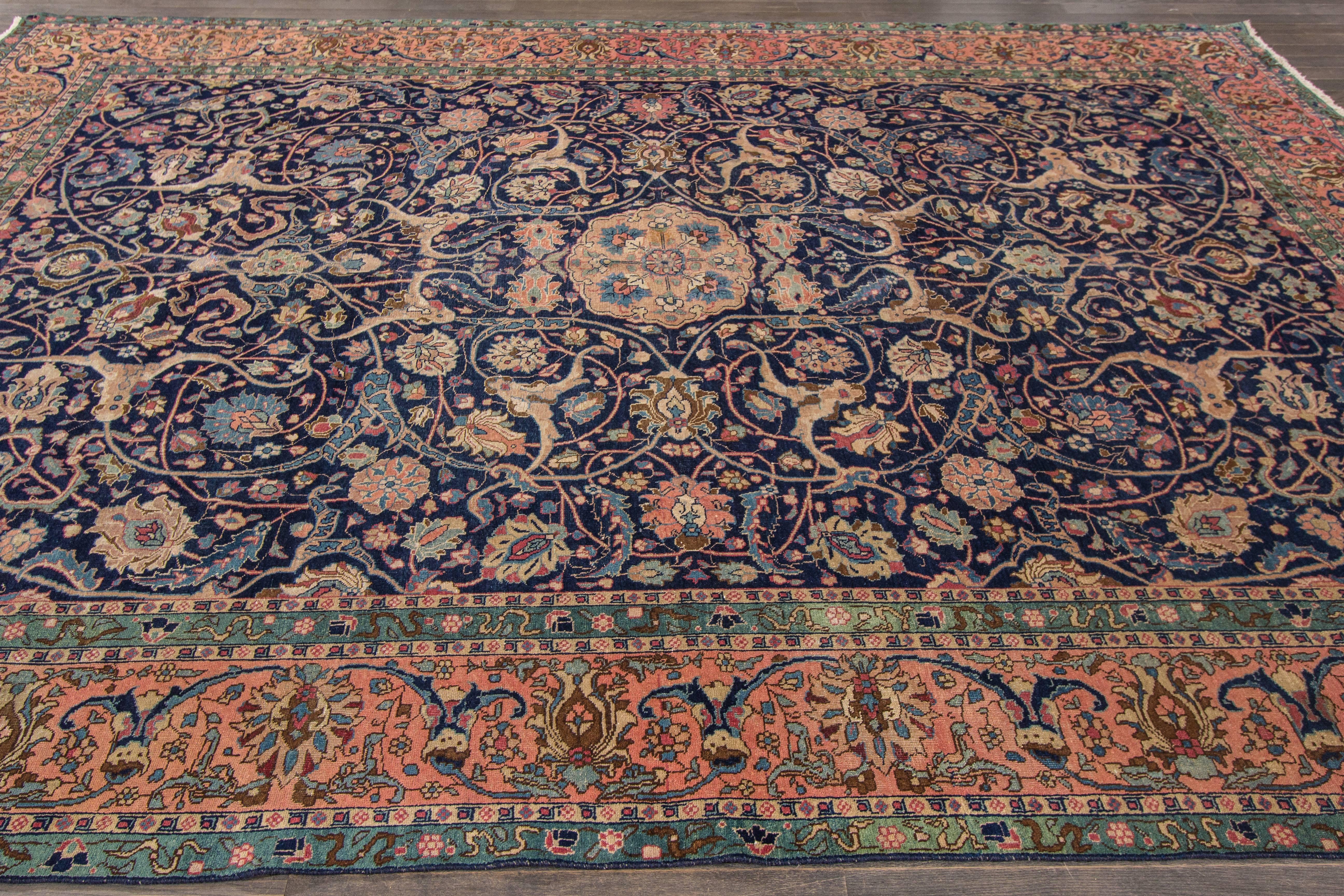 Hand-Knotted Antique Persian Tabriz Rug