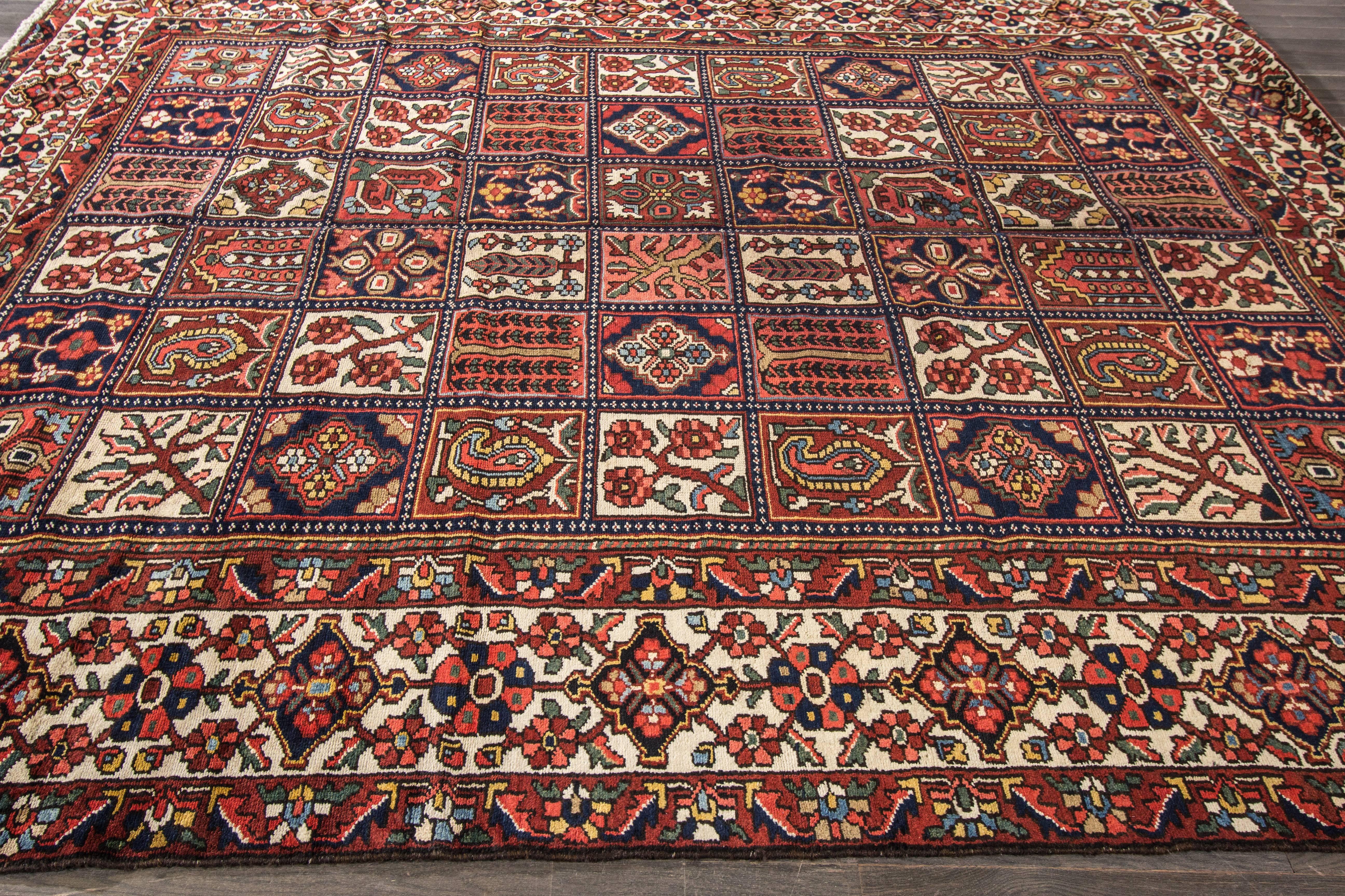 This beautiful Antique Persian Bakhtiari hand-knotted design rug will make your floor look splendid. This collection is made in wool. It's measures are: 9'.2 x 11'.2
This antique Persian Bakhtiari rug was made in Iran.
