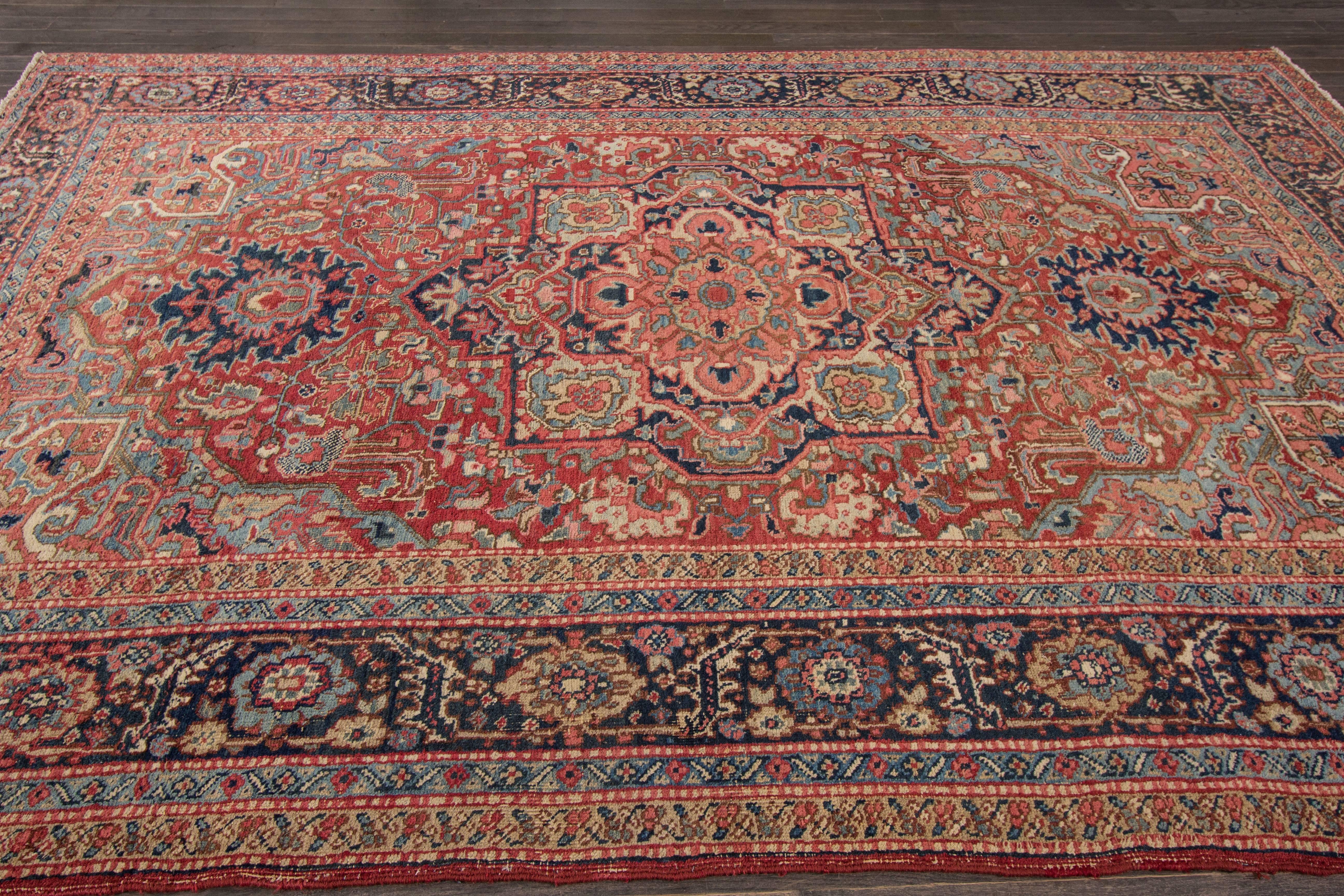 Antique Persian Heriz Rug In Excellent Condition For Sale In Norwalk, CT