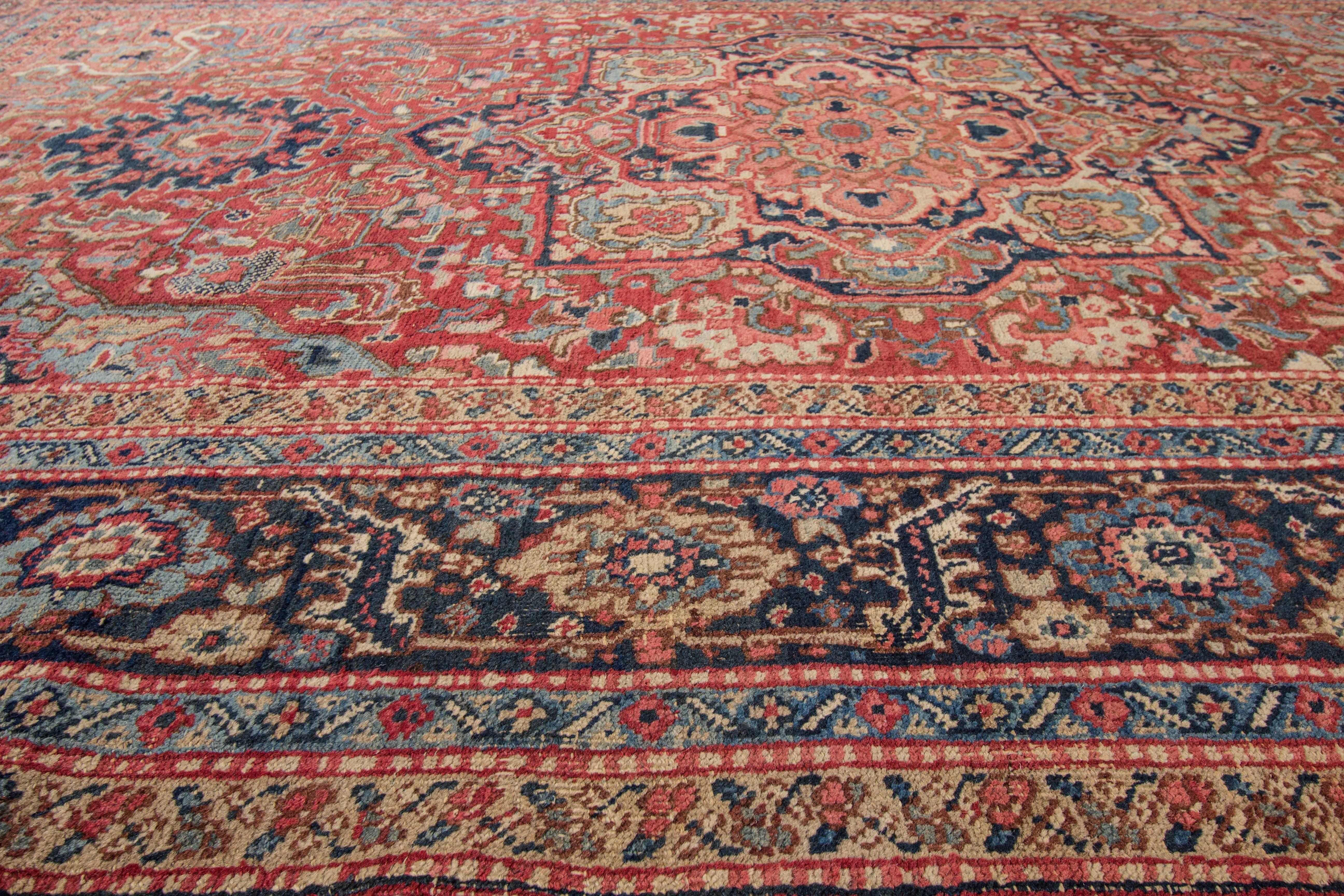 Early 20th Century Antique Persian Heriz Rug For Sale