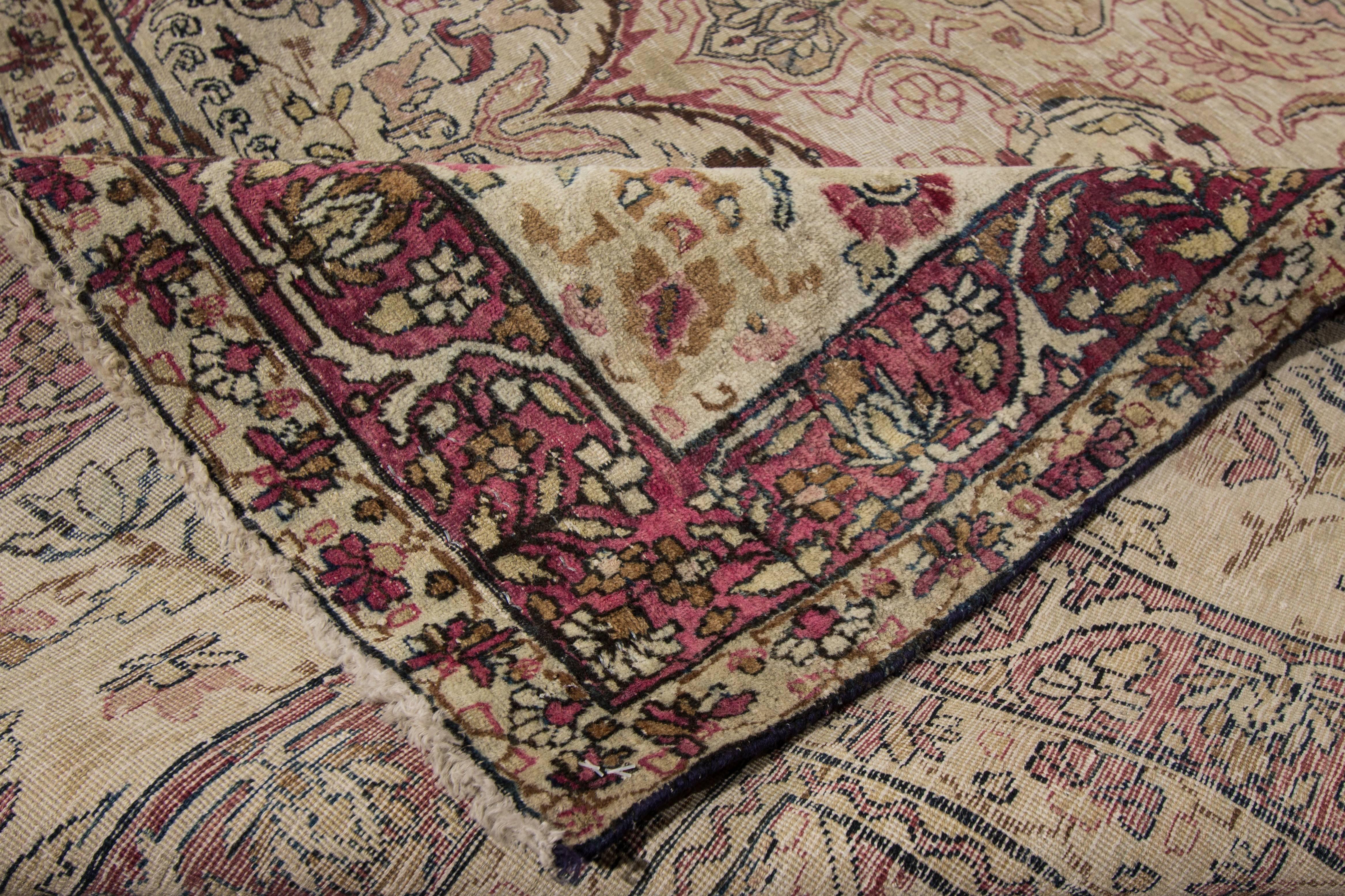 Hand-Knotted Antique Persian Kerman Carpet For Sale