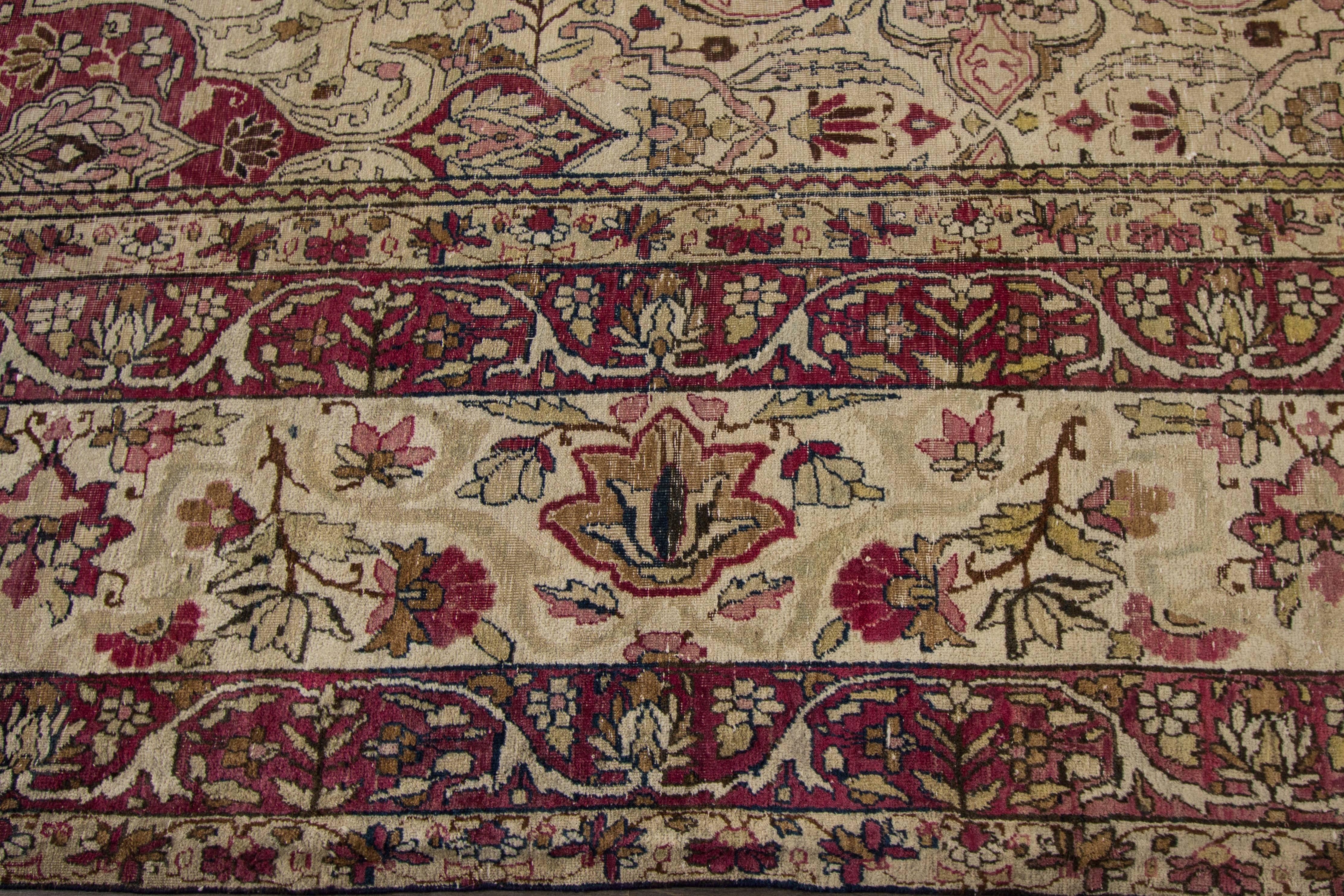 Antique Persian Kerman Carpet In Distressed Condition For Sale In Norwalk, CT