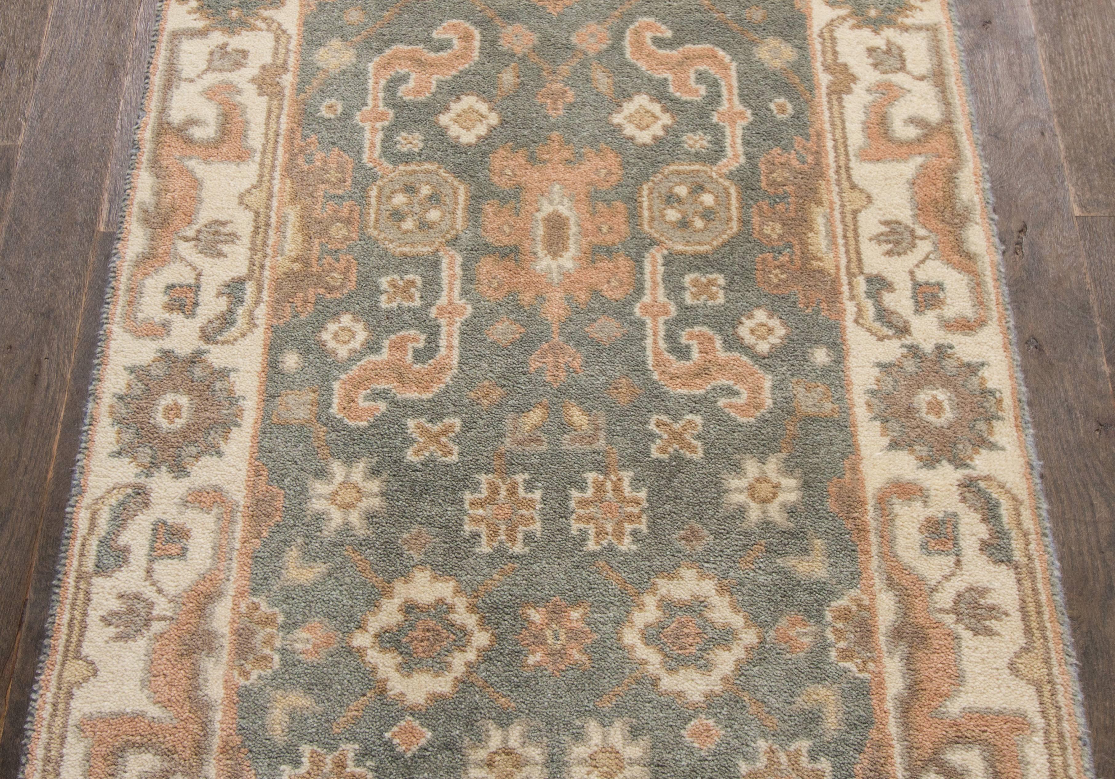 Wool 21st Century Oushak Style Rug For Sale