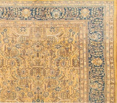 Antique Yellow/Floral Tabriz Persian Carpet