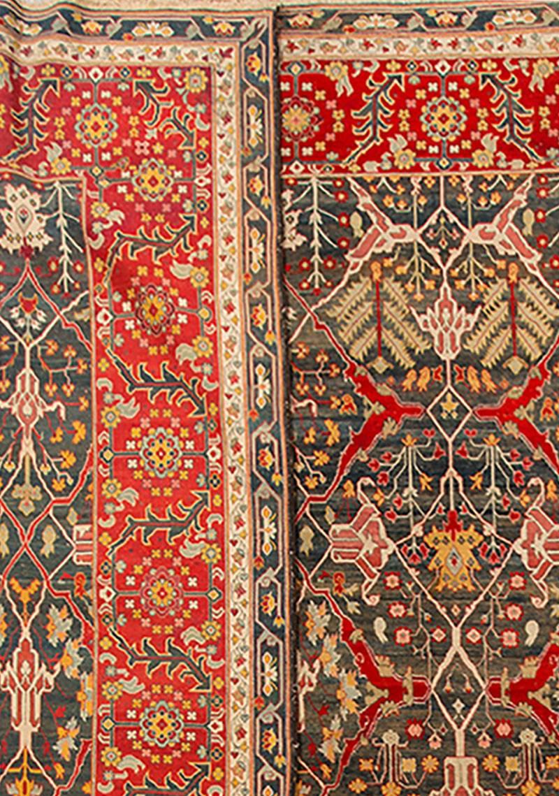 Late 19th Century Multicolored Indian Agra Carpet In Excellent Condition For Sale In Norwalk, CT