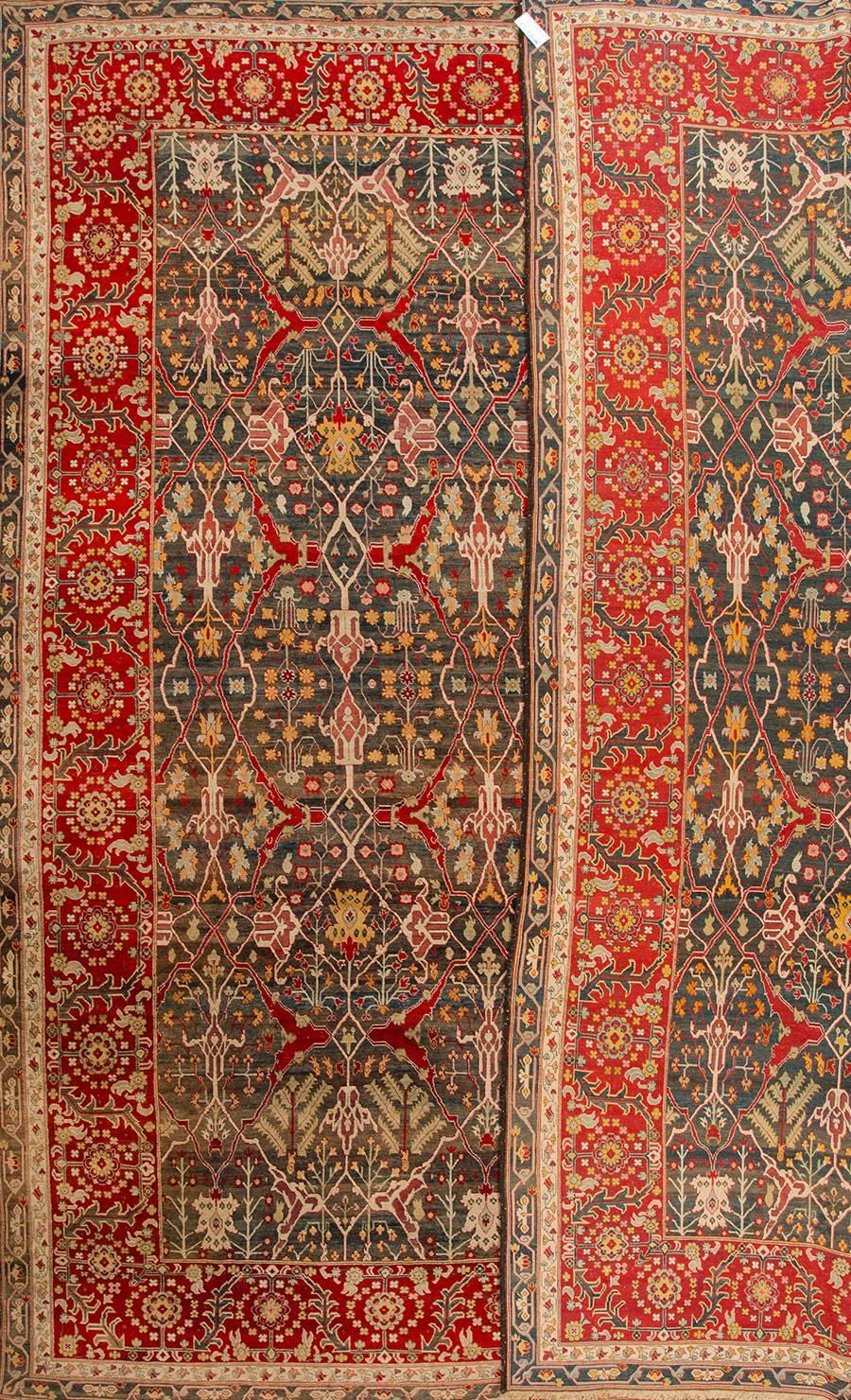 Hand-Knotted Late 19th Century Multicolored Indian Agra Carpet For Sale