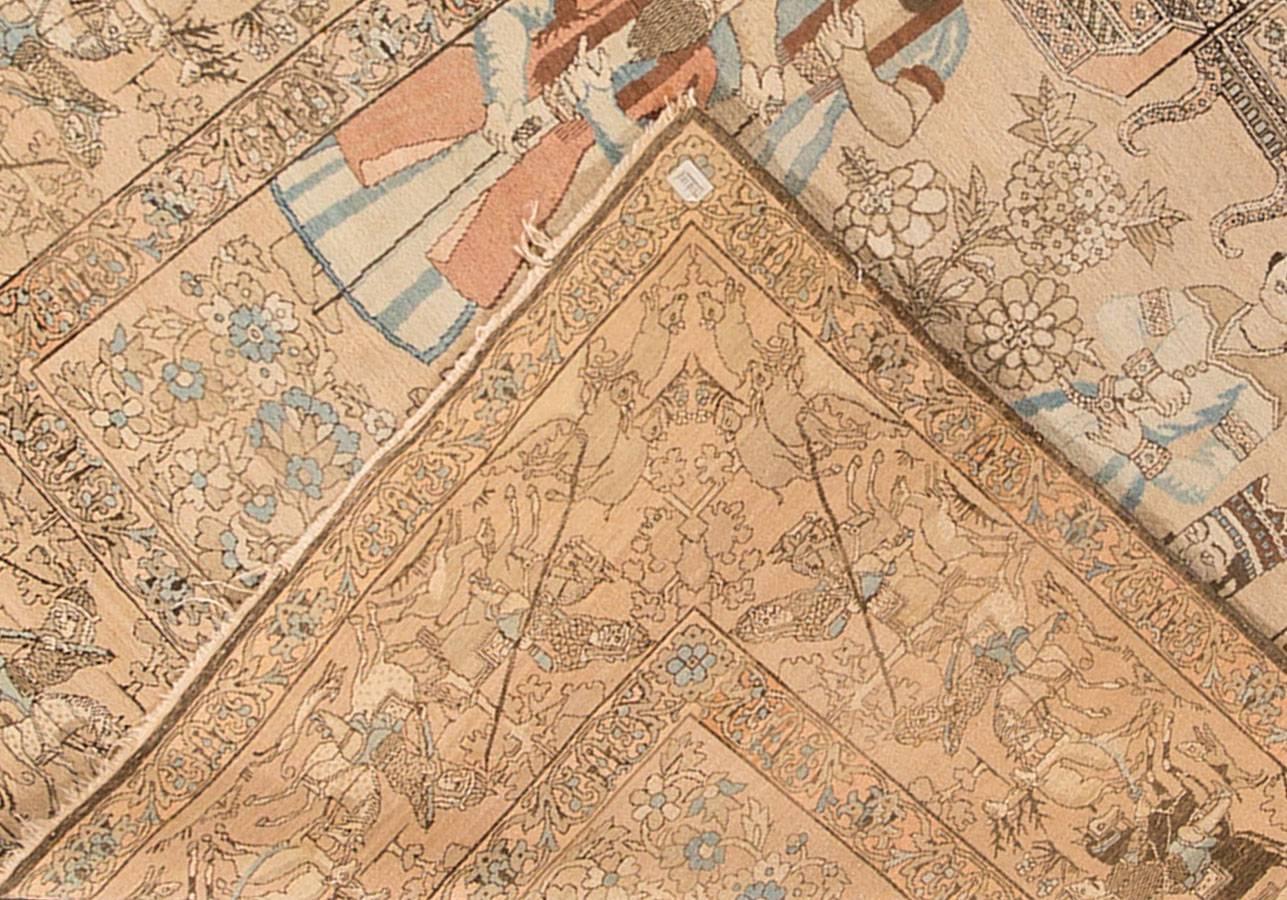 Late 19th Century Pair of 19th Century Kerman Pictorial Carpet For Sale