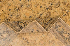 Antique  Beige and Blue Persian Kashan Rug